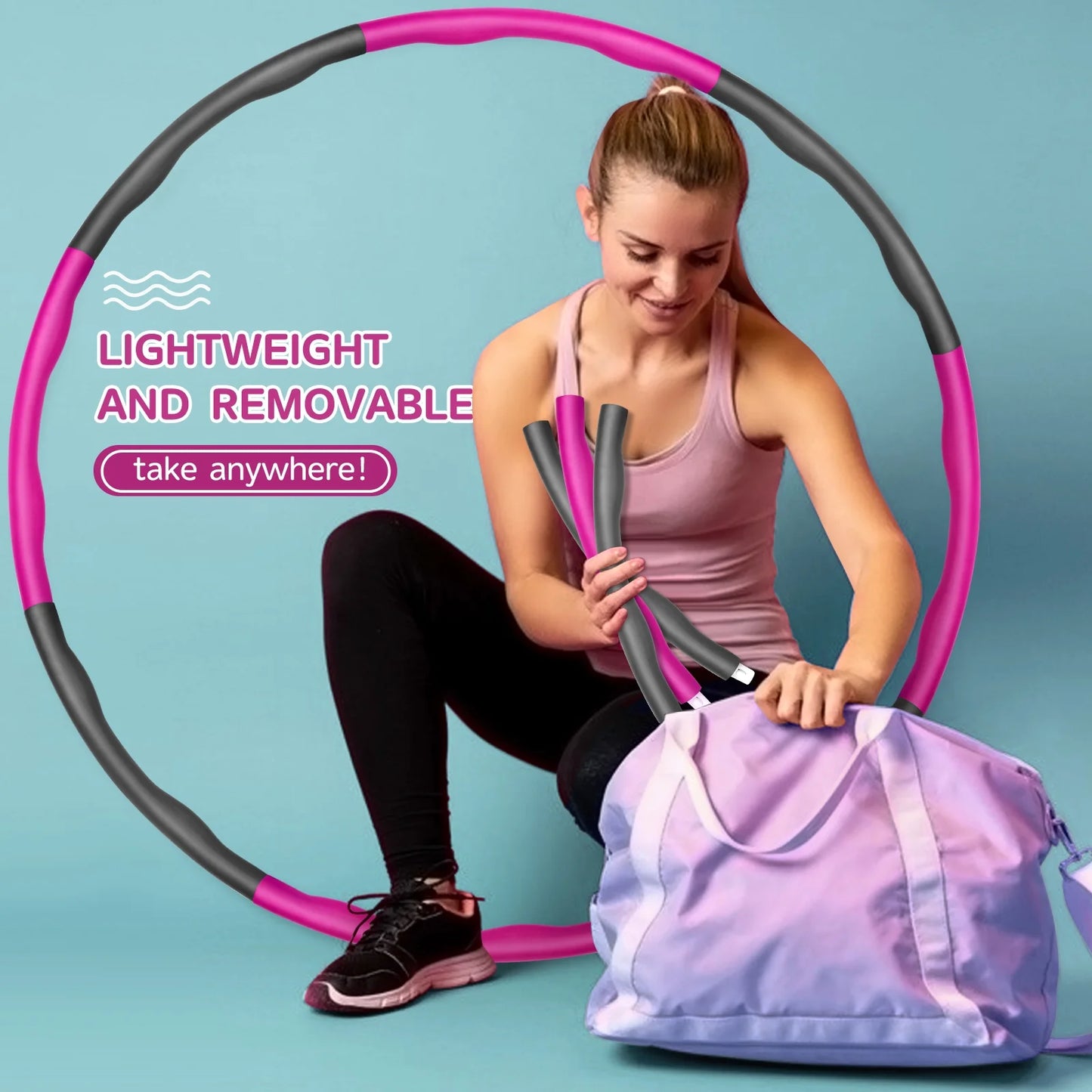 Weighted Hula Hoop for Adults Weight Loss -(Pink/Gray)