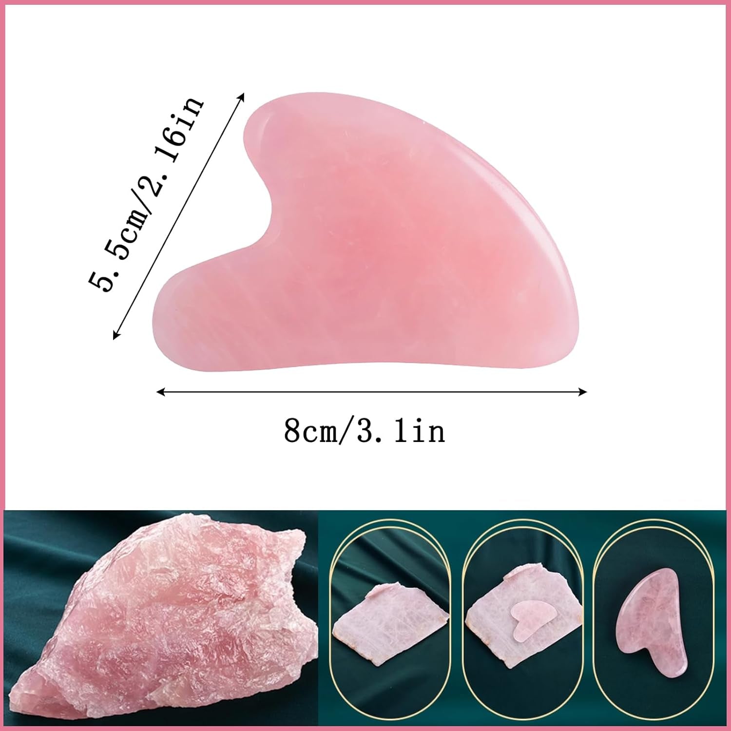 Gua Sha Jade Stone Massage Tool for Woman (Pink)