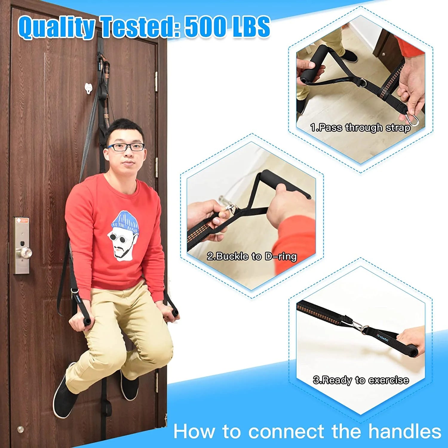 Nylon Door Anchor Strap for Resistance Exercise, Resistance Bands  Portable Home Gym.Punching-Free