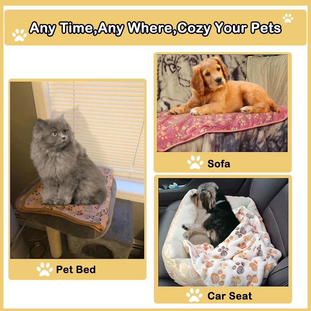 1 Pack 3 Blankets Super Soft Fluffy Premium Fleece Pet Blanket Flannel Throw for Dog Puppy Cat (23x16 inch)