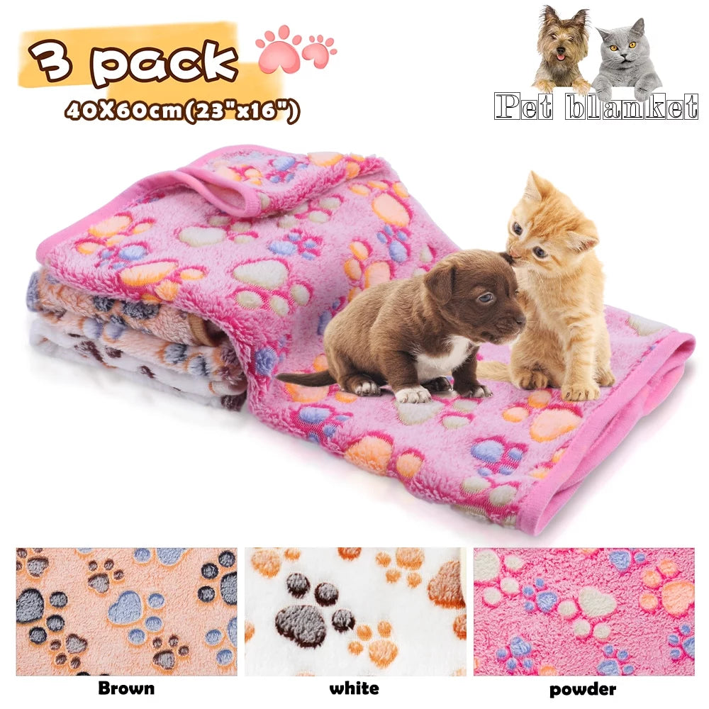 1 Pack 3 Blankets Super Soft Fluffy Premium Fleece Pet Blanket Flannel Throw for Dog Puppy Cat (23x16 inch)