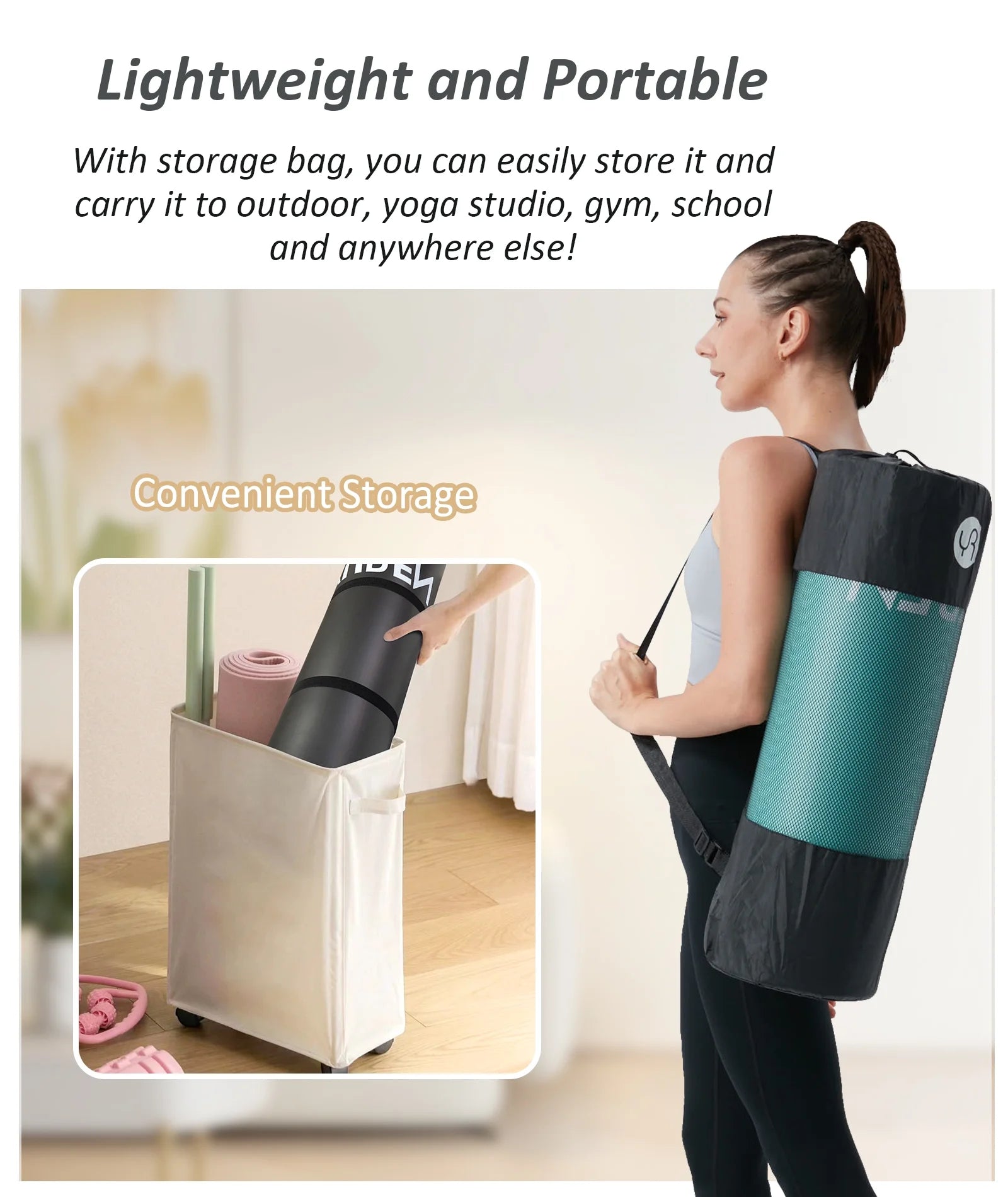 Extra Thick Yoga Mat 4/5" Hi-Density Foam 76" Long, Ice Blue