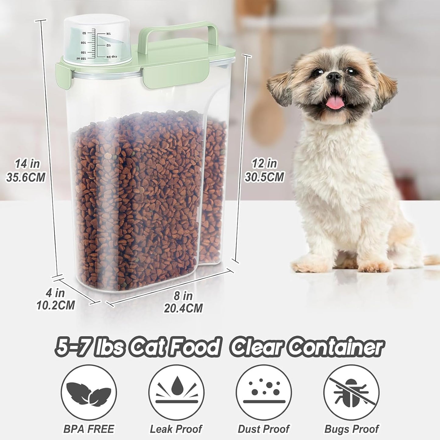 LEAWALK 5-7Lbs Dog Cat Food Storage Container with Upgraded Large Nozzle BPA-free