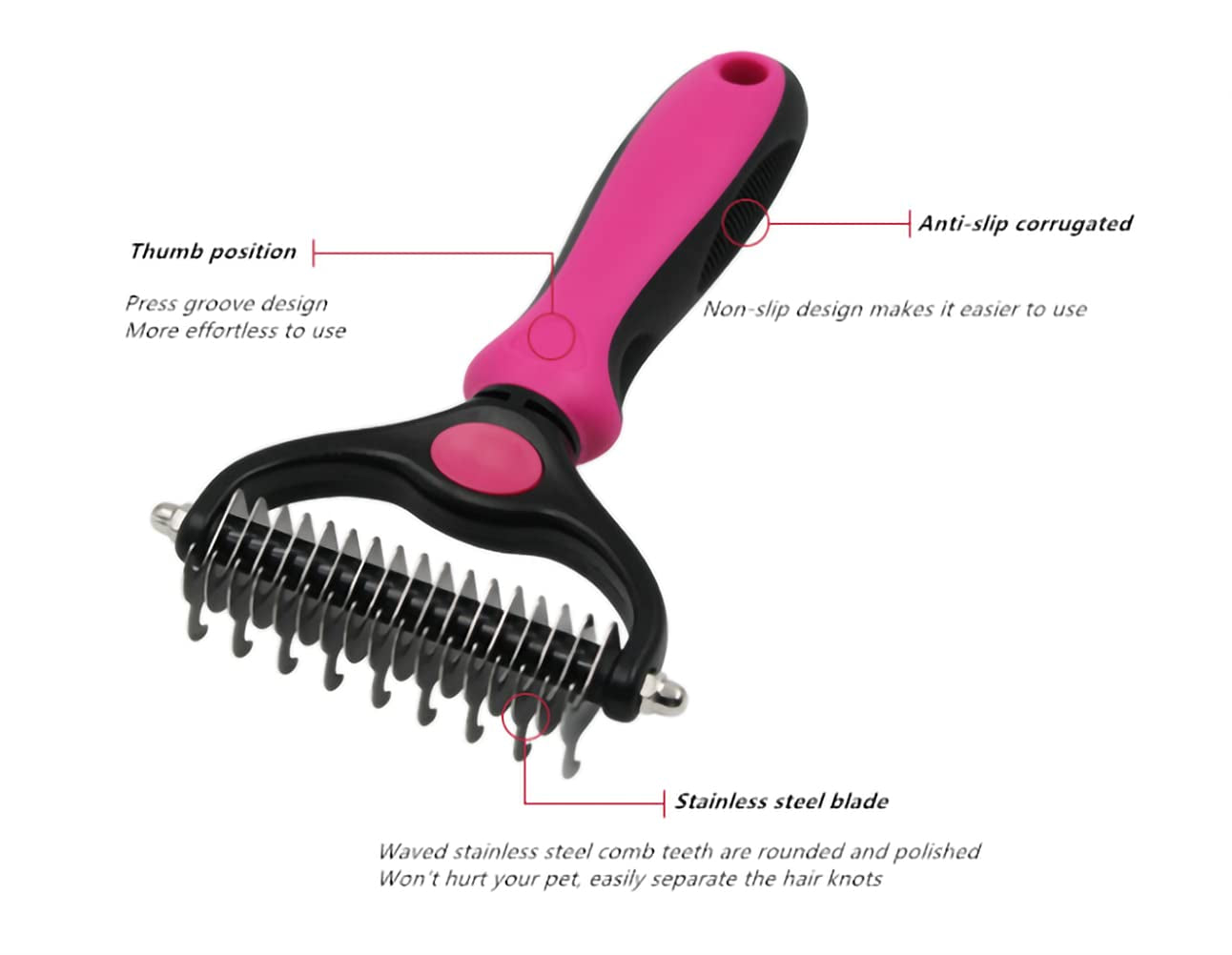 Professional Pet Grooming Brush and Nail Clippers Set - (Pink), Large
