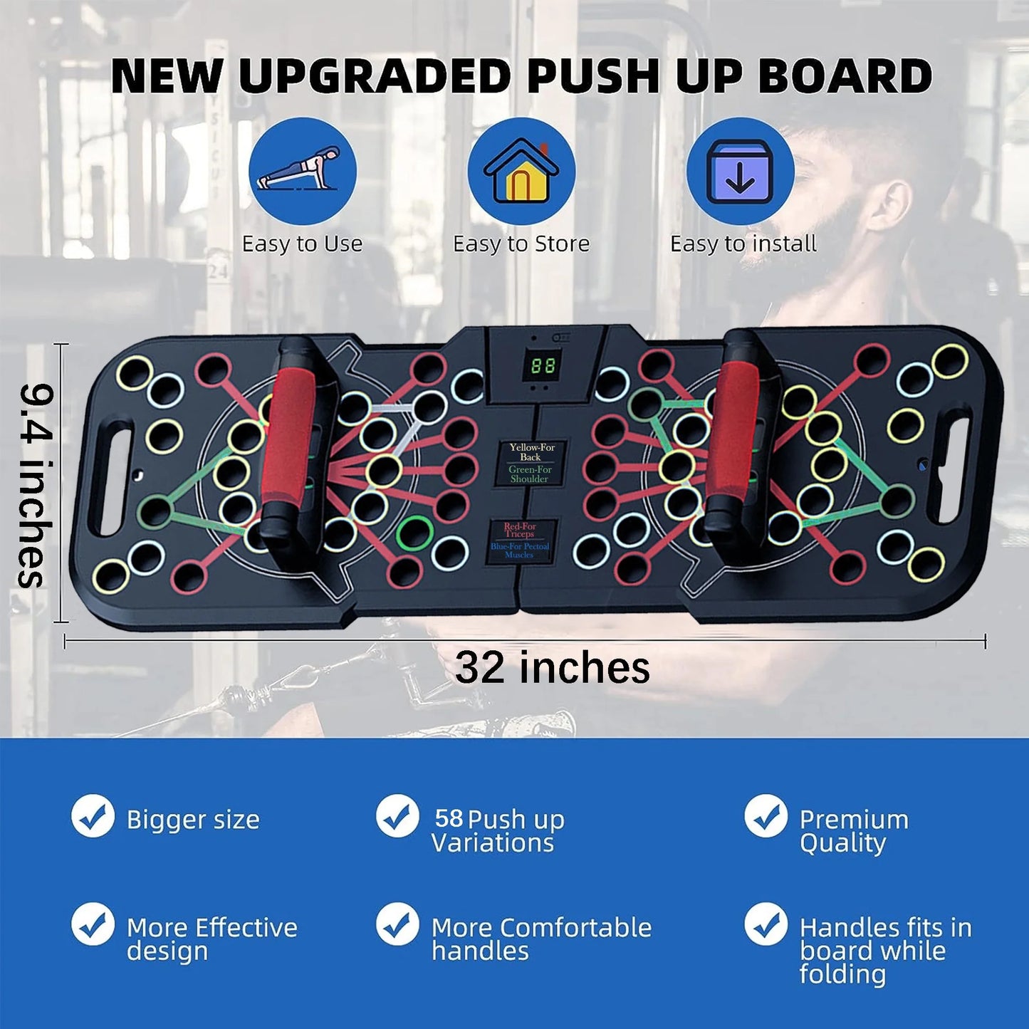 Professional Push Up Board, 60-in-1 Multi-Functional Push Up Bar