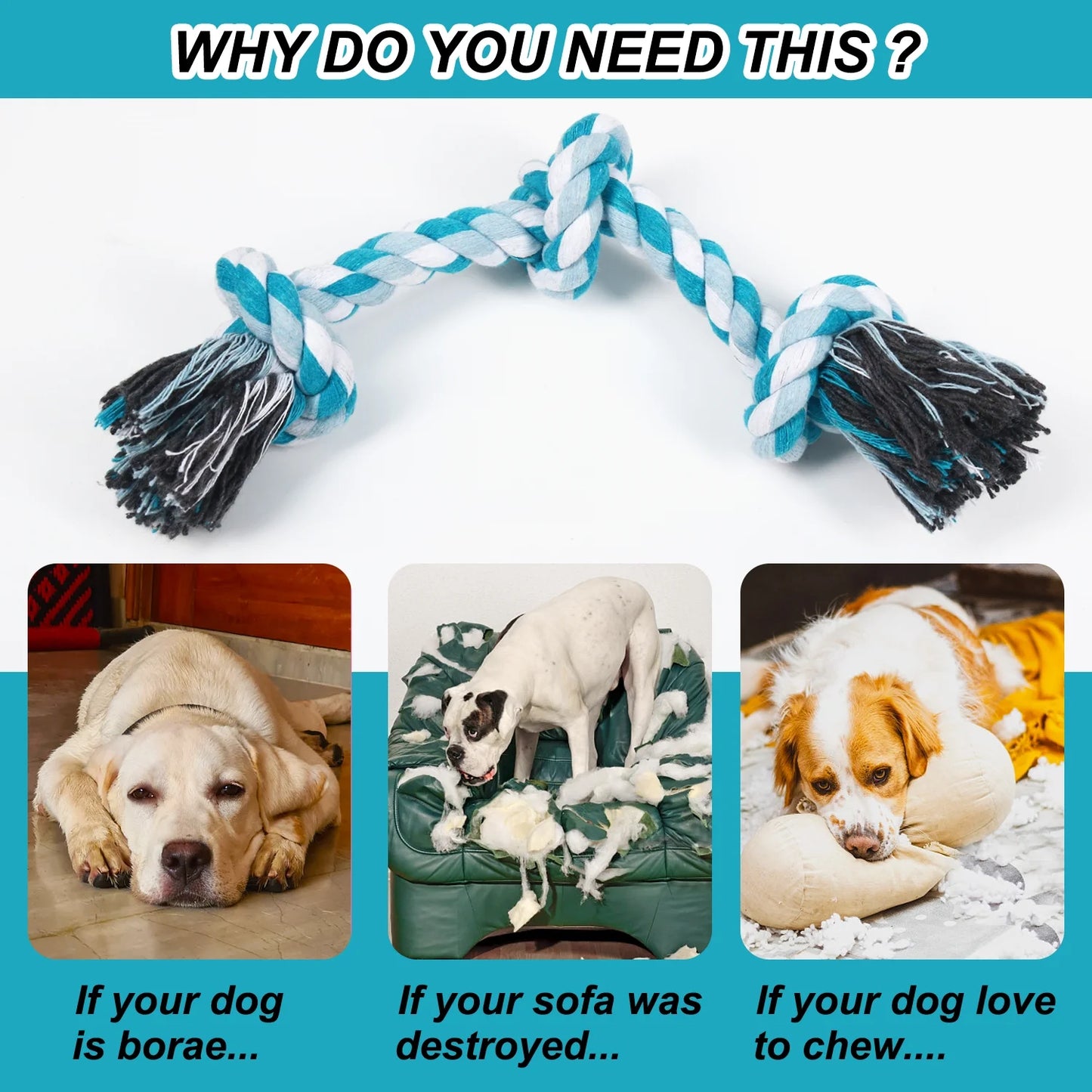 Vivifying 3 Knots Dog Rope Toys