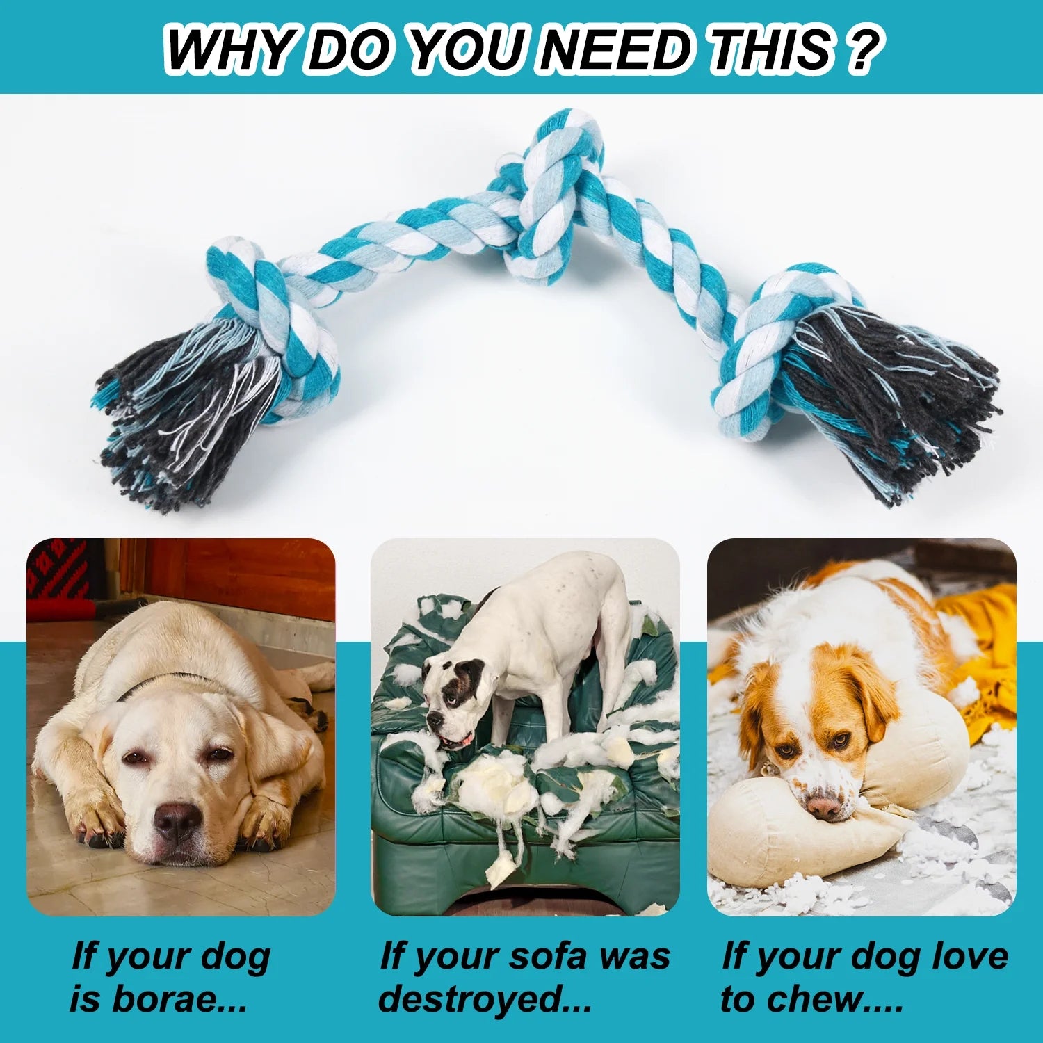 Vivifying 3 Knots Dog Rope Toys