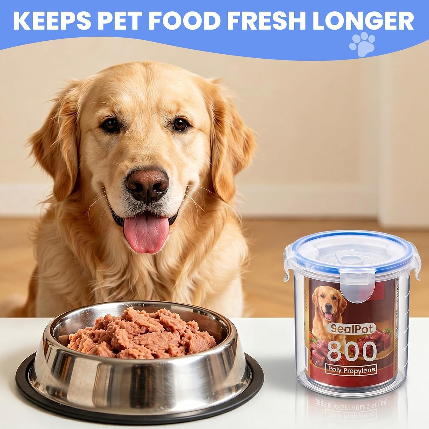 Hushee 3 Pcs Canned Dog Food Storage Container 27oz Airtight PP Canister 