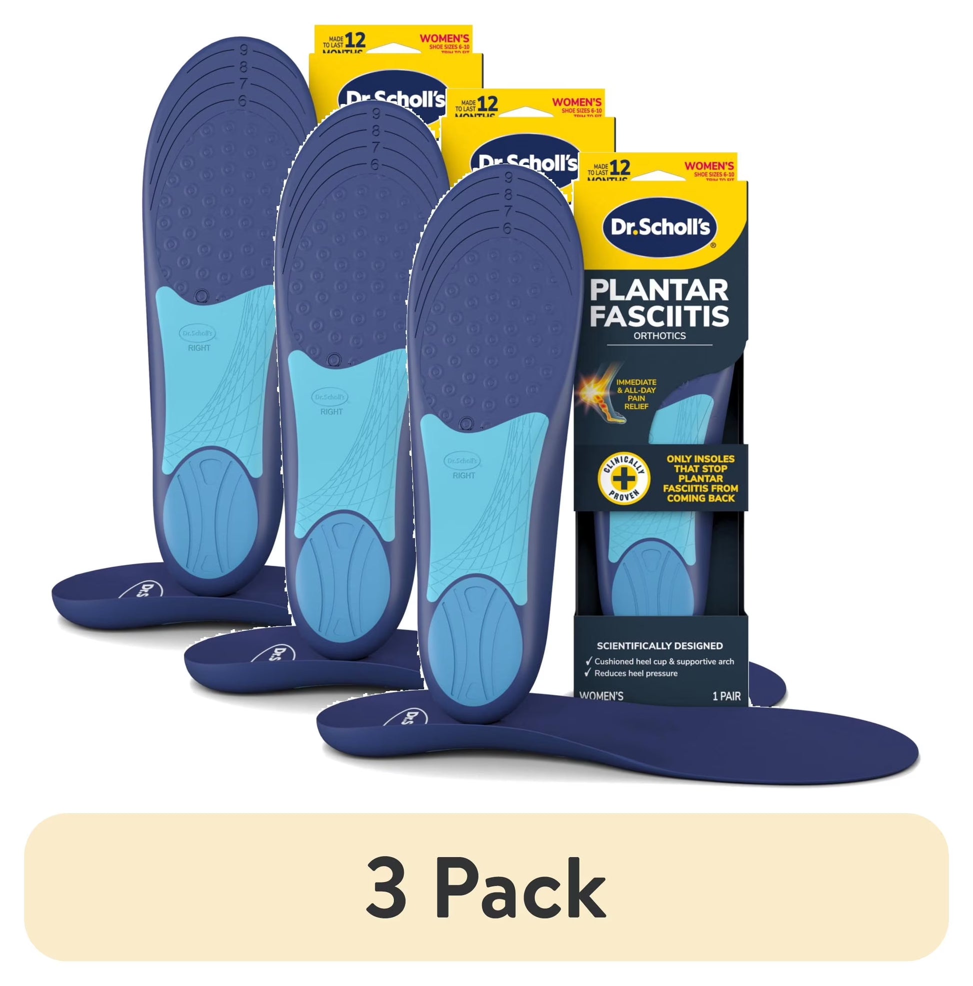 Dr. Scholl's Orthotics for Women (3-Pack), Shoe Sizes 6-10, Includes 1 Pair