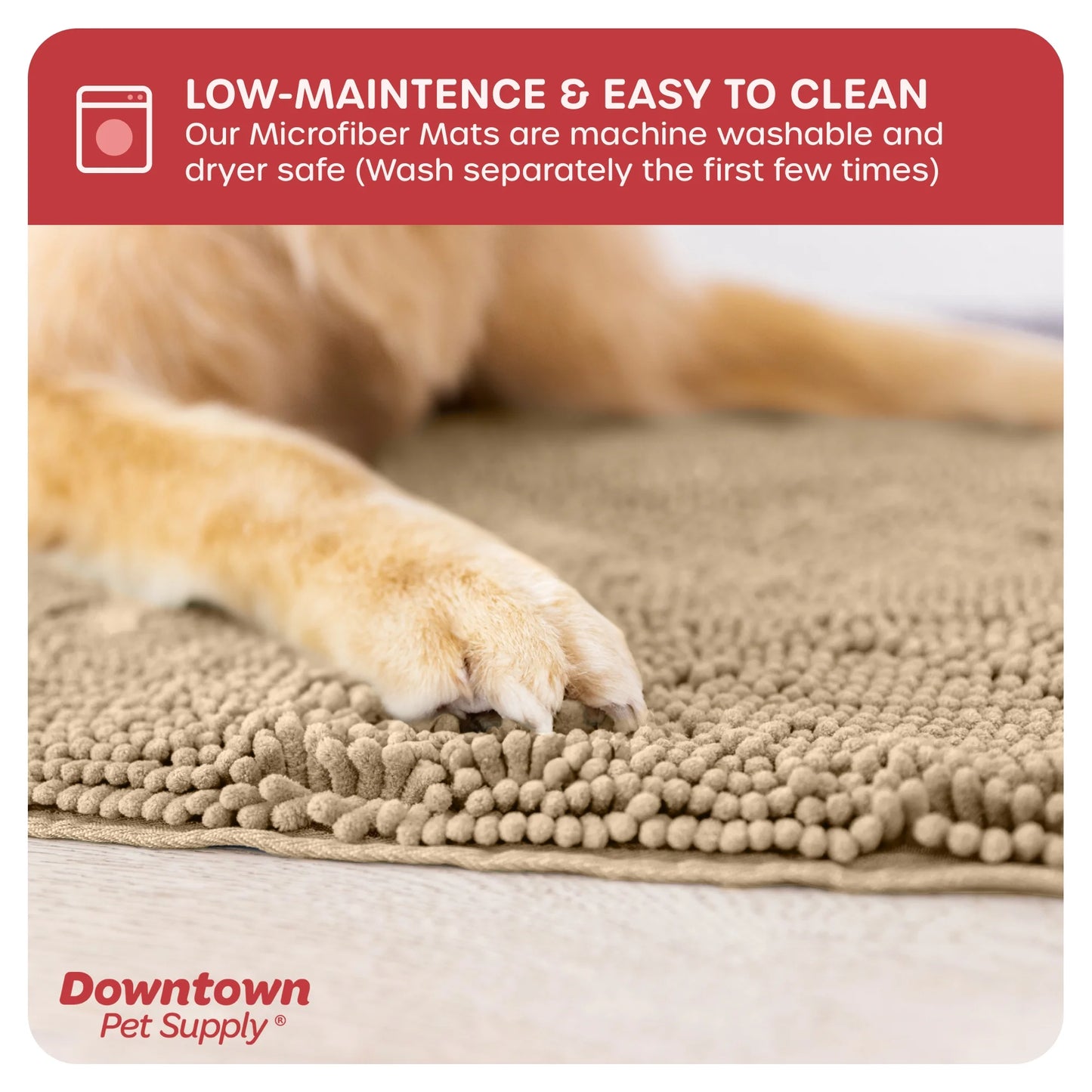 Dog Mat for Muddy Paws, Washable Dog Dog Mat, Oatmeal