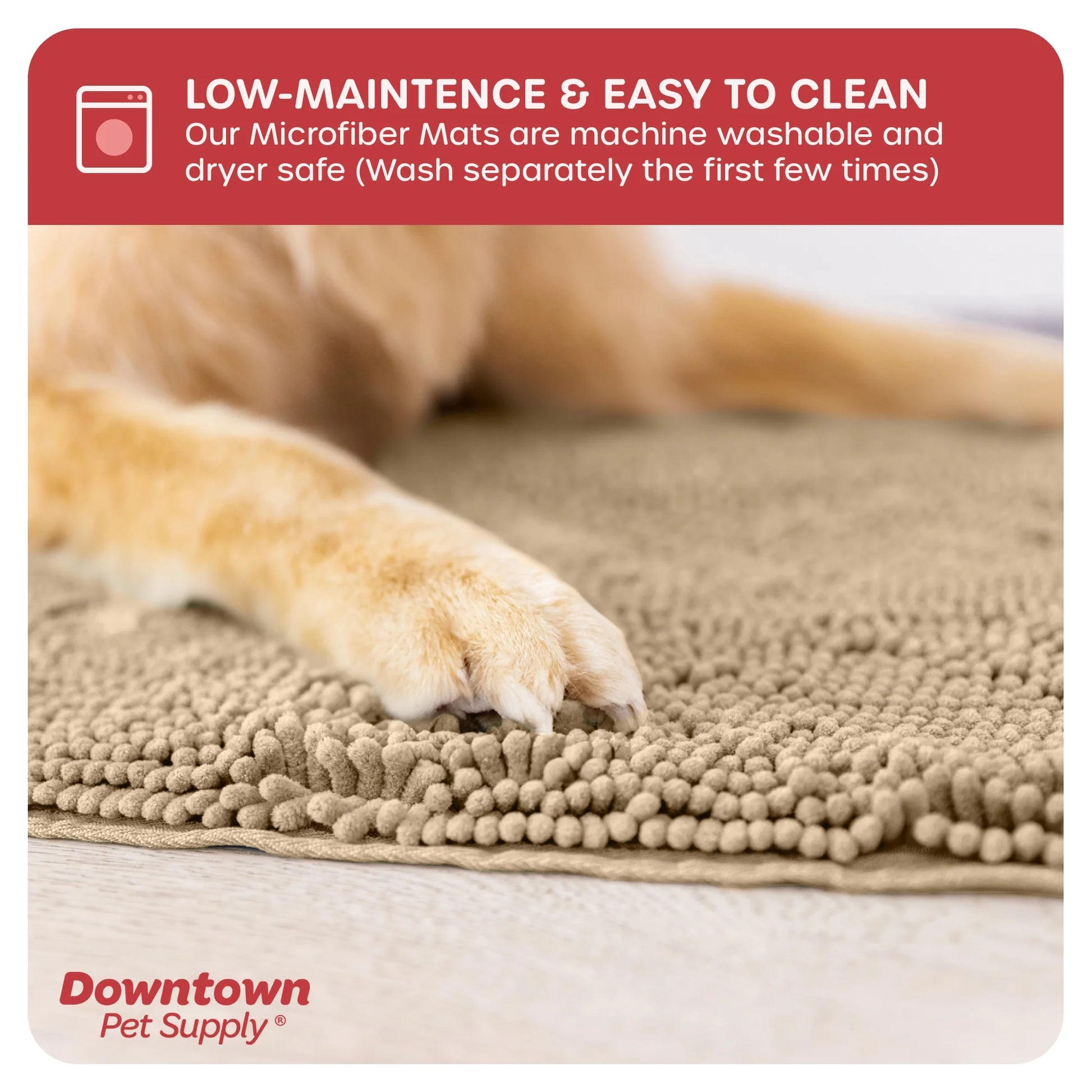 Dog Mat for Muddy Paws, Washable Dog Dog Mat, Oatmeal
