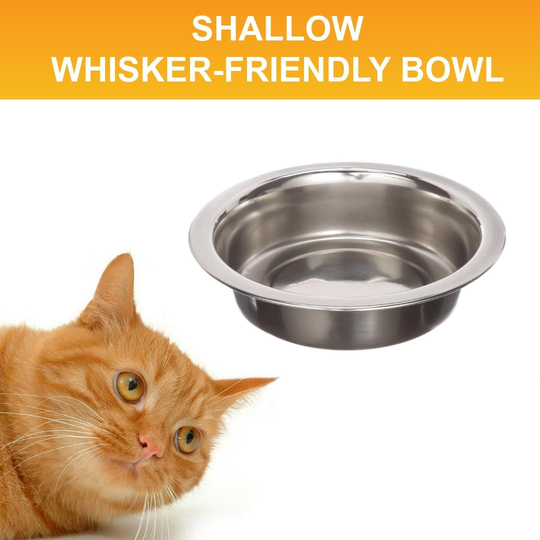 Neater Pet Brands Stainless Steel Shallow Cat Bowls, 8 oz. Capacity