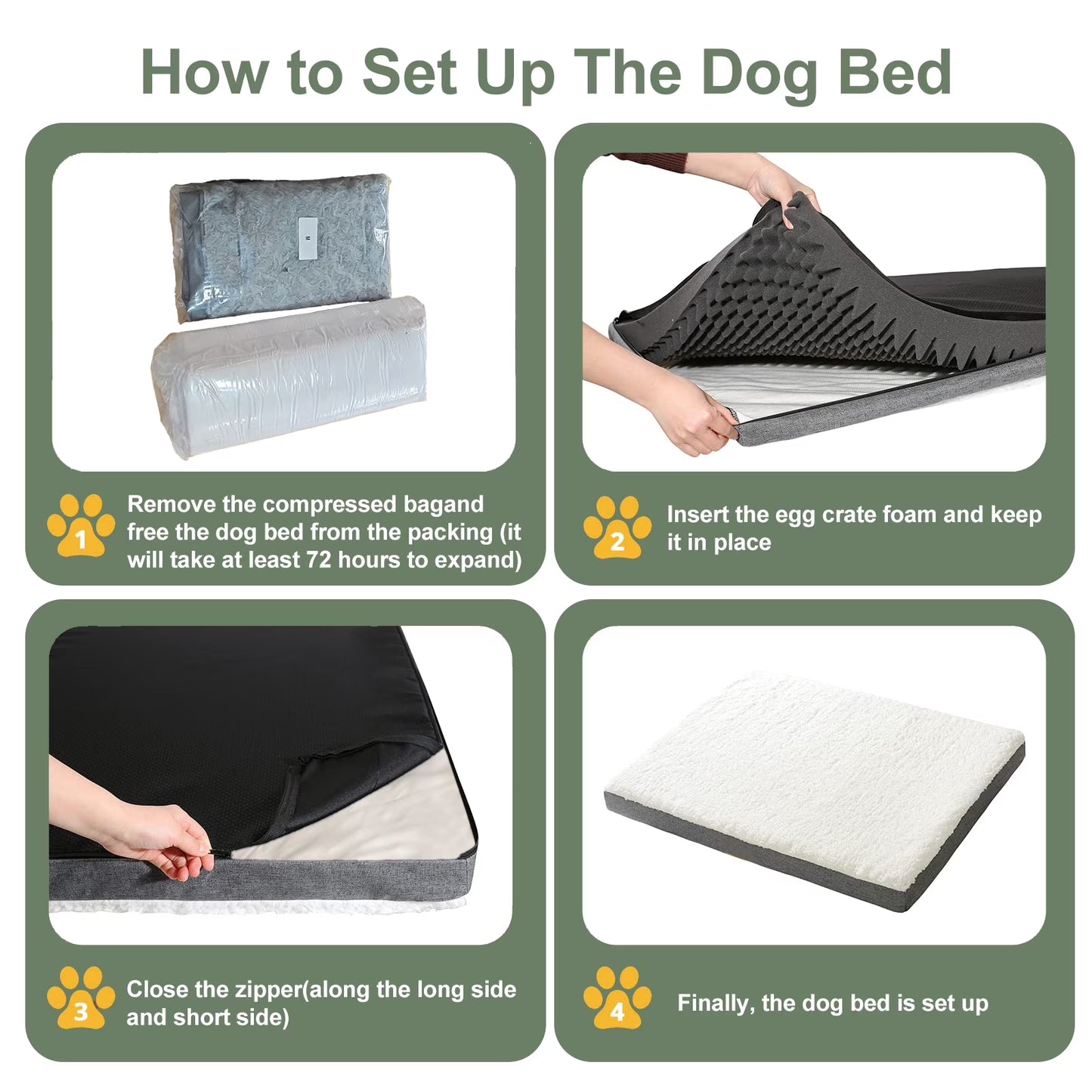 Dog Bed for Medium Dogs, Grey White, 30"X20"X3"
