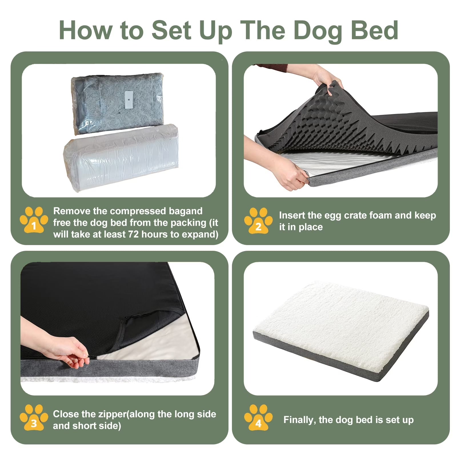 Dog Bed for Medium Dogs, Grey White, 30"X20"X3"
