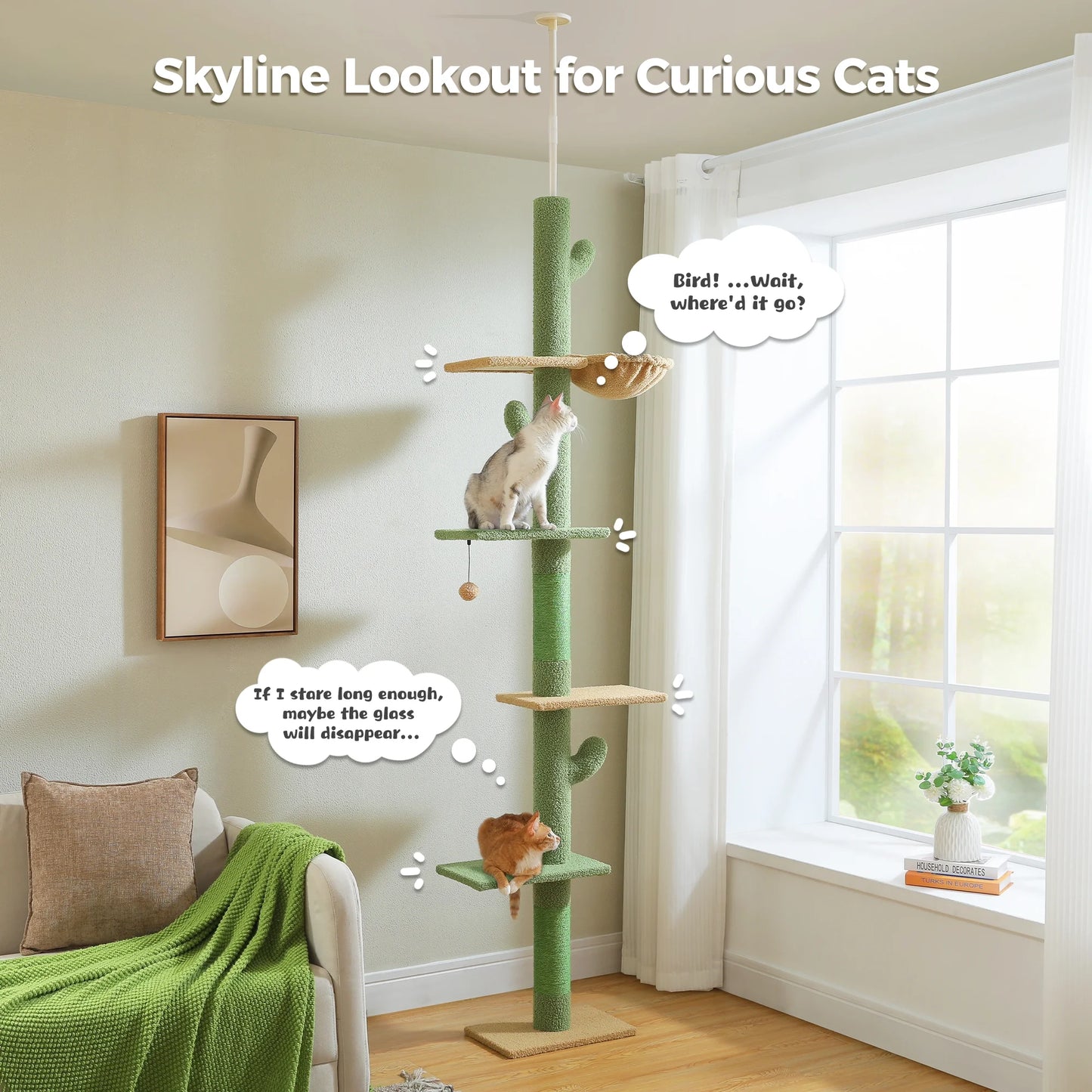Floor to Ceiling Cat Tower 95-108" 
