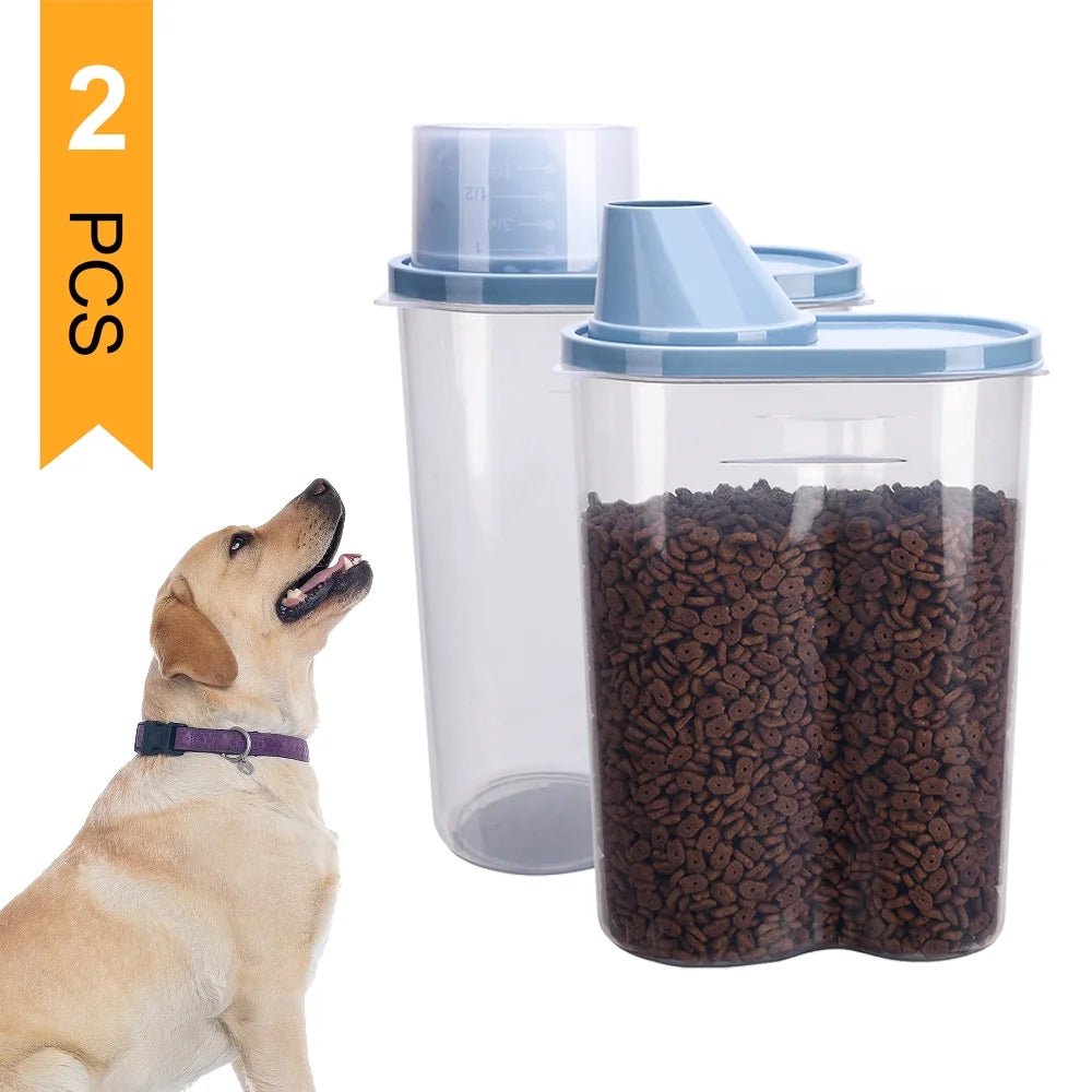 Pet Food Container Dog Cat Food Storage with Measuring Cup   2 Pack 2lb/2.5L