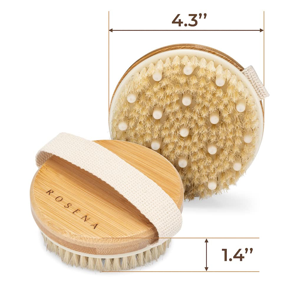 Organic Spa Exfoliation and Massage Scrub Brush with Natural Boar Bristles