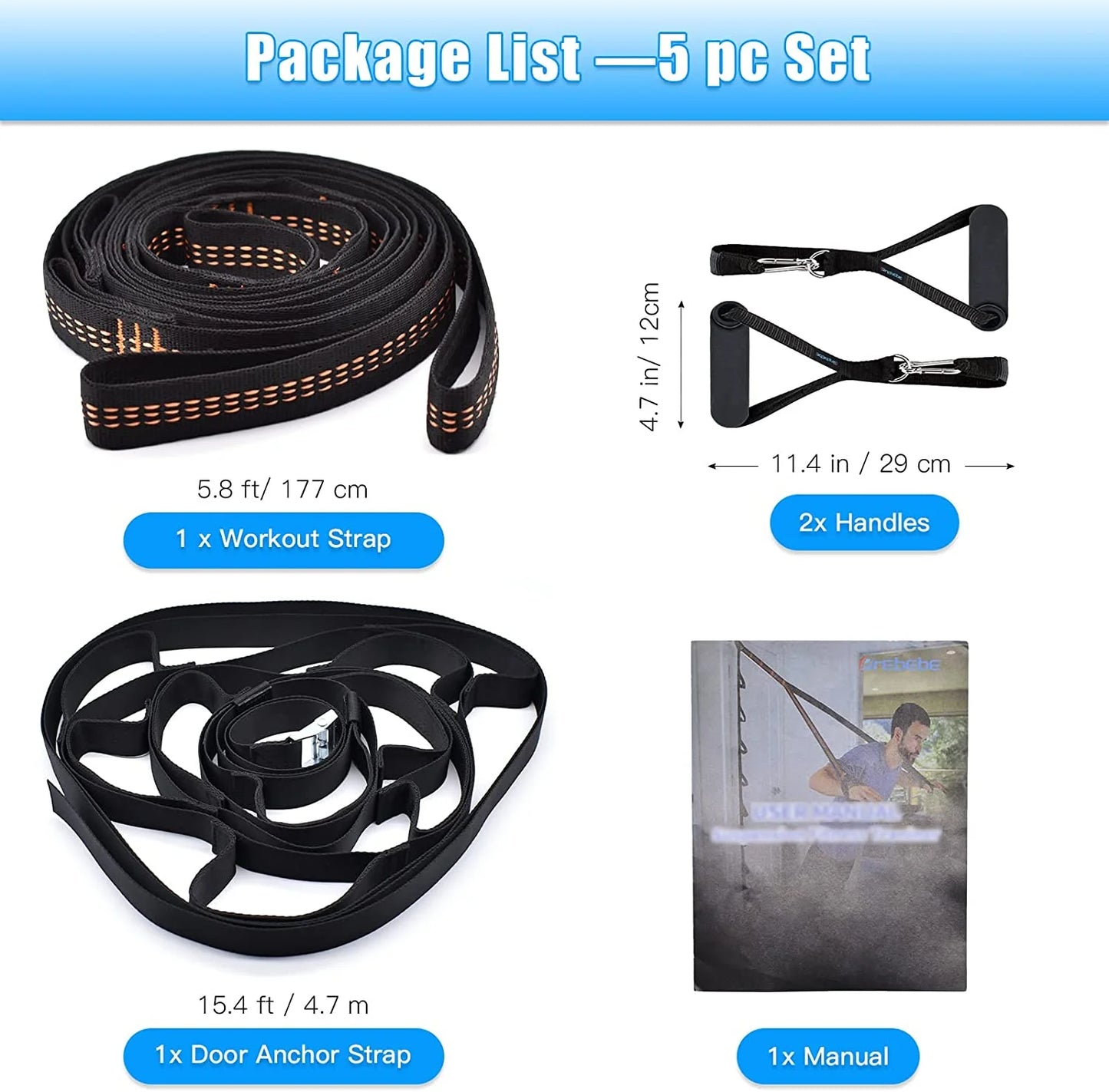 Nylon Door Anchor Strap for Resistance Exercise, Resistance Bands  Portable Home Gym.Punching-Free
