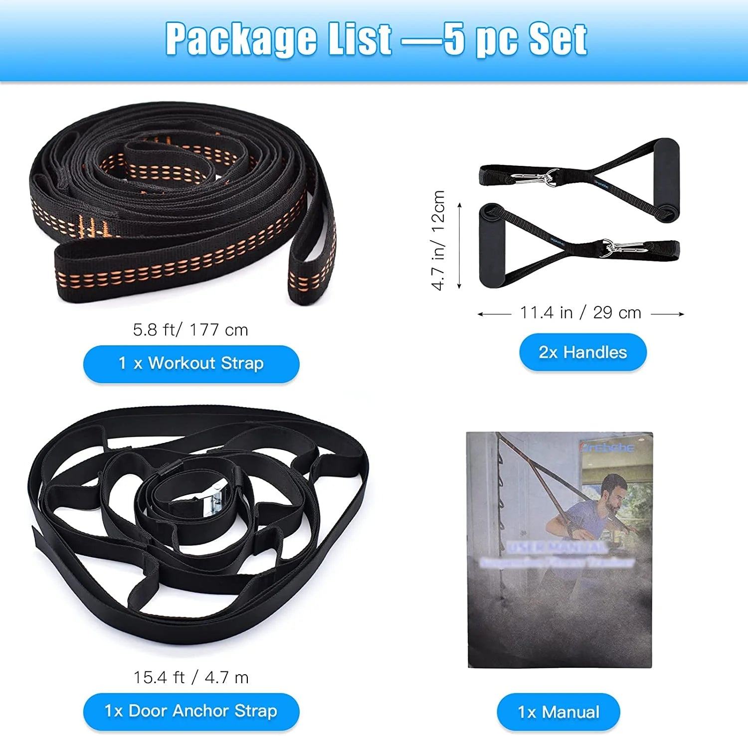 Nylon Door Anchor Strap for Resistance Exercise, Resistance Bands  Portable Home Gym.Punching-Free
