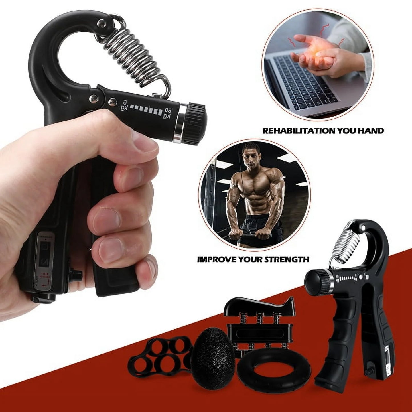 6 Pack Grip Strength Trainer Kit 