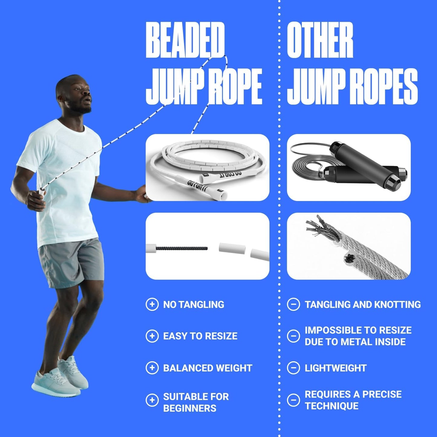 Sportbit Custom-Fit Beaded Jump Rope