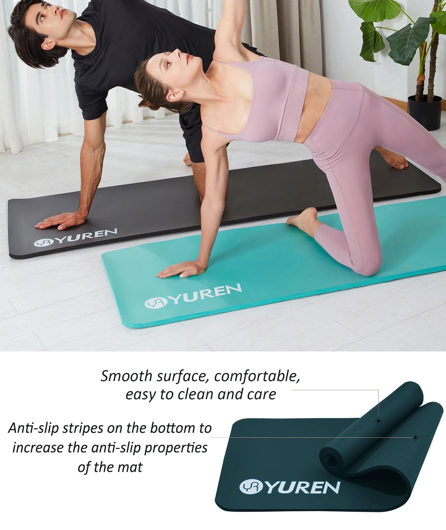 Extra Thick Yoga Mat 1-inch, 76" Long Dark Green