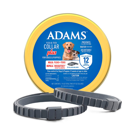 Flea & Tick Collar Plus for Dogs & Puppies, 2 Count