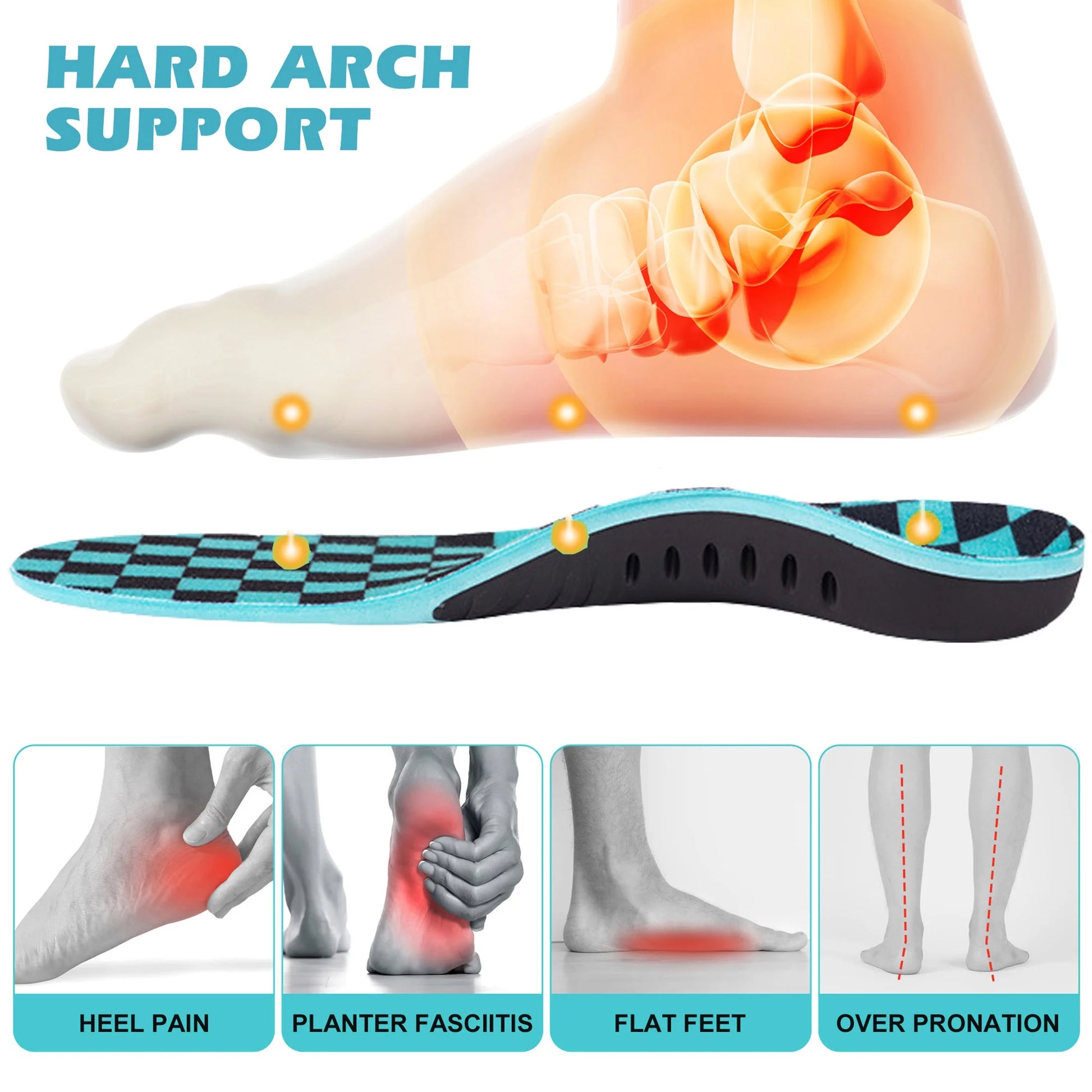 Orthotic Insoles for Plantar Fasciitis Relief for Flat Feet, Suitable for Men and Women, Size S