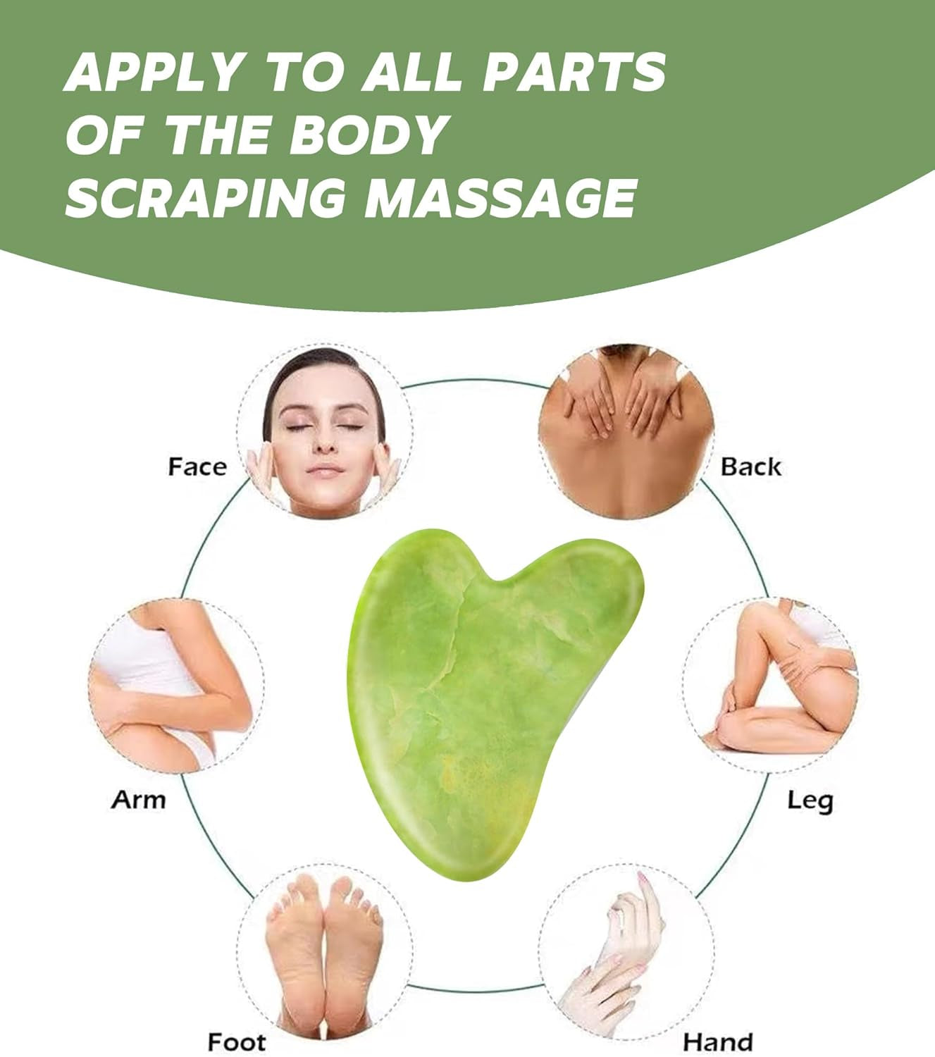 Boncun Jade Gua Sha Facial Tools for Face Massager Stones, Skincare and Body Massage Tools, Sculpting (Green)