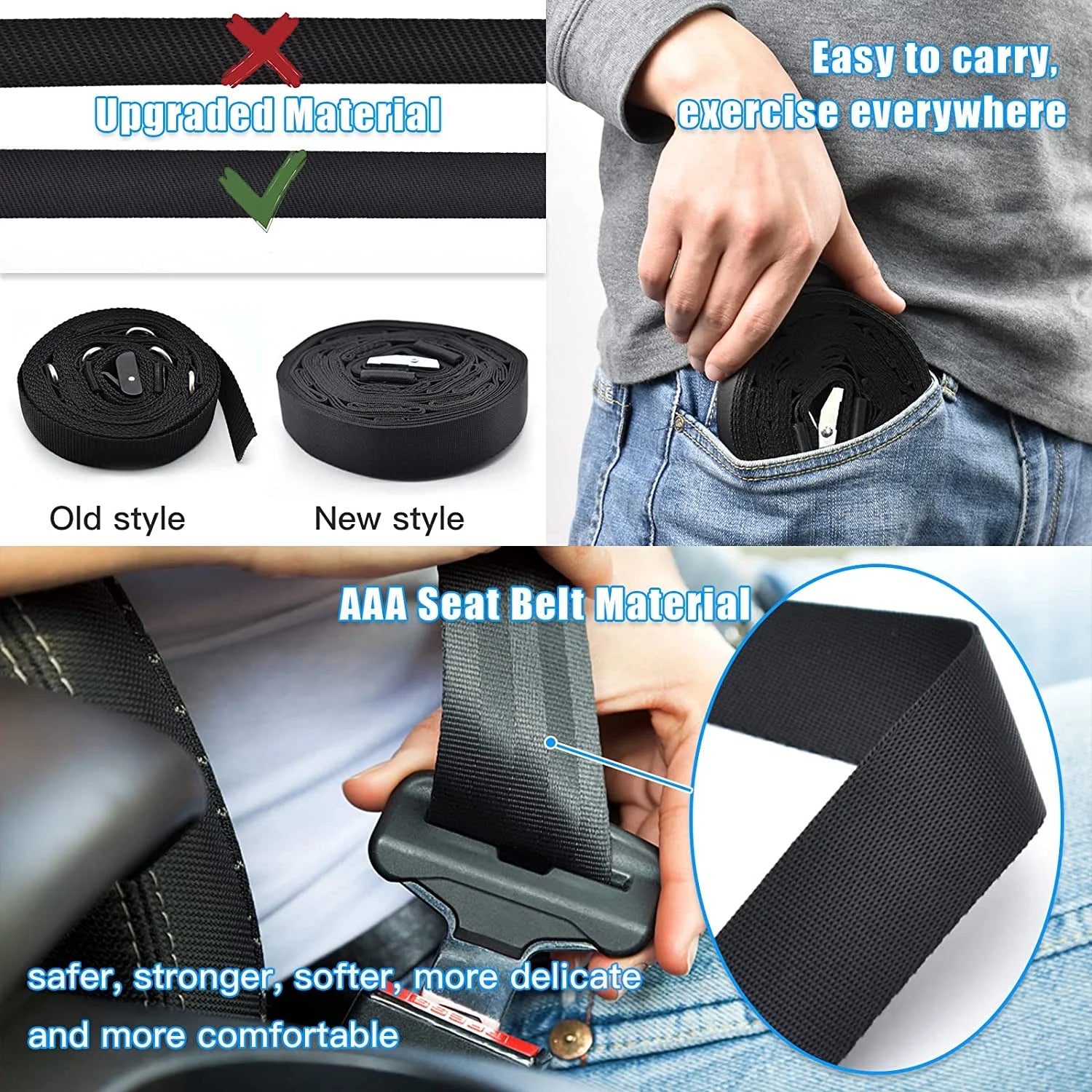 Nylon Door Anchor Strap for Resistance Exercise, Resistance Bands  Portable Home Gym.Punching-Free