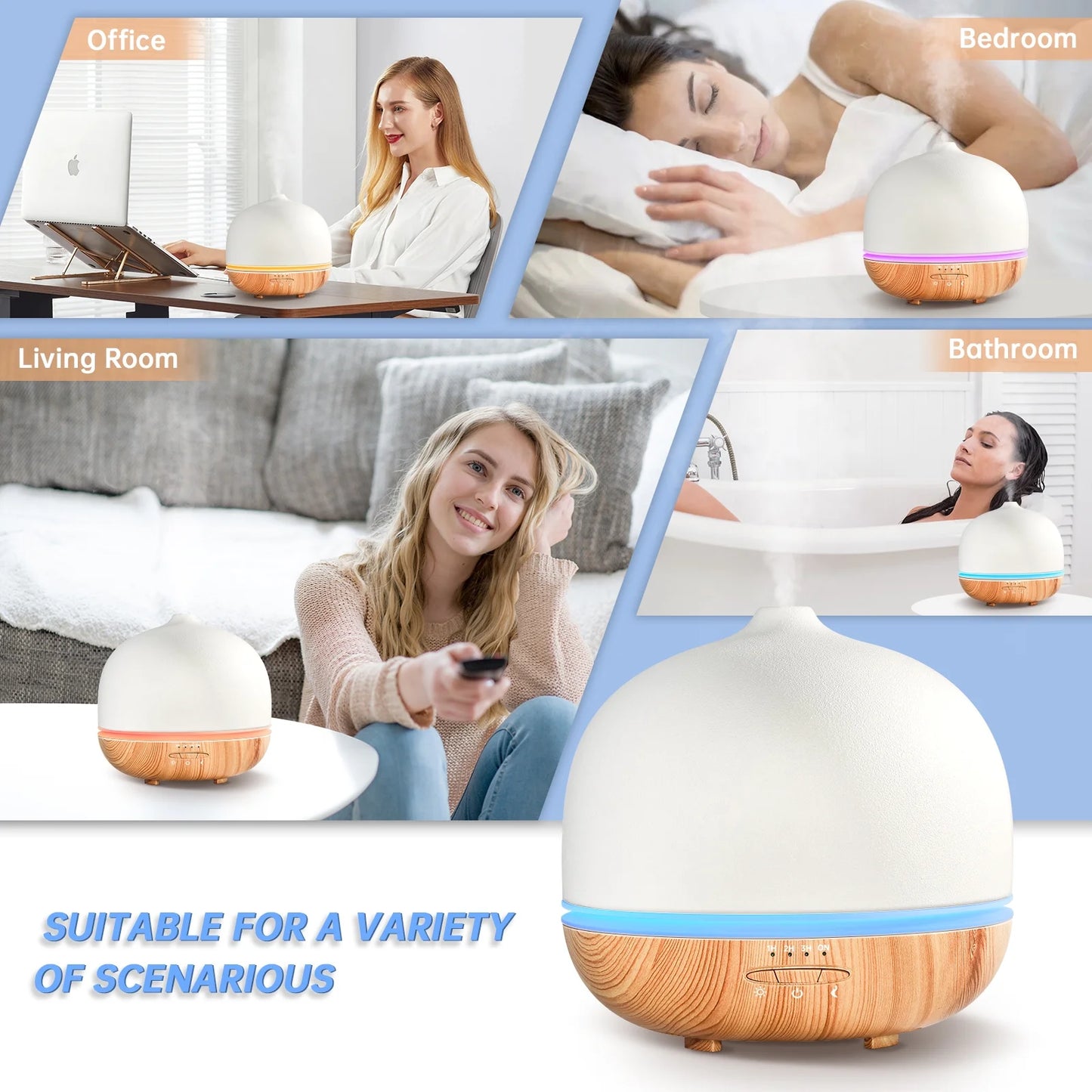 500ml Ceramic Essential Oil Diffuser for Spacious Areas 