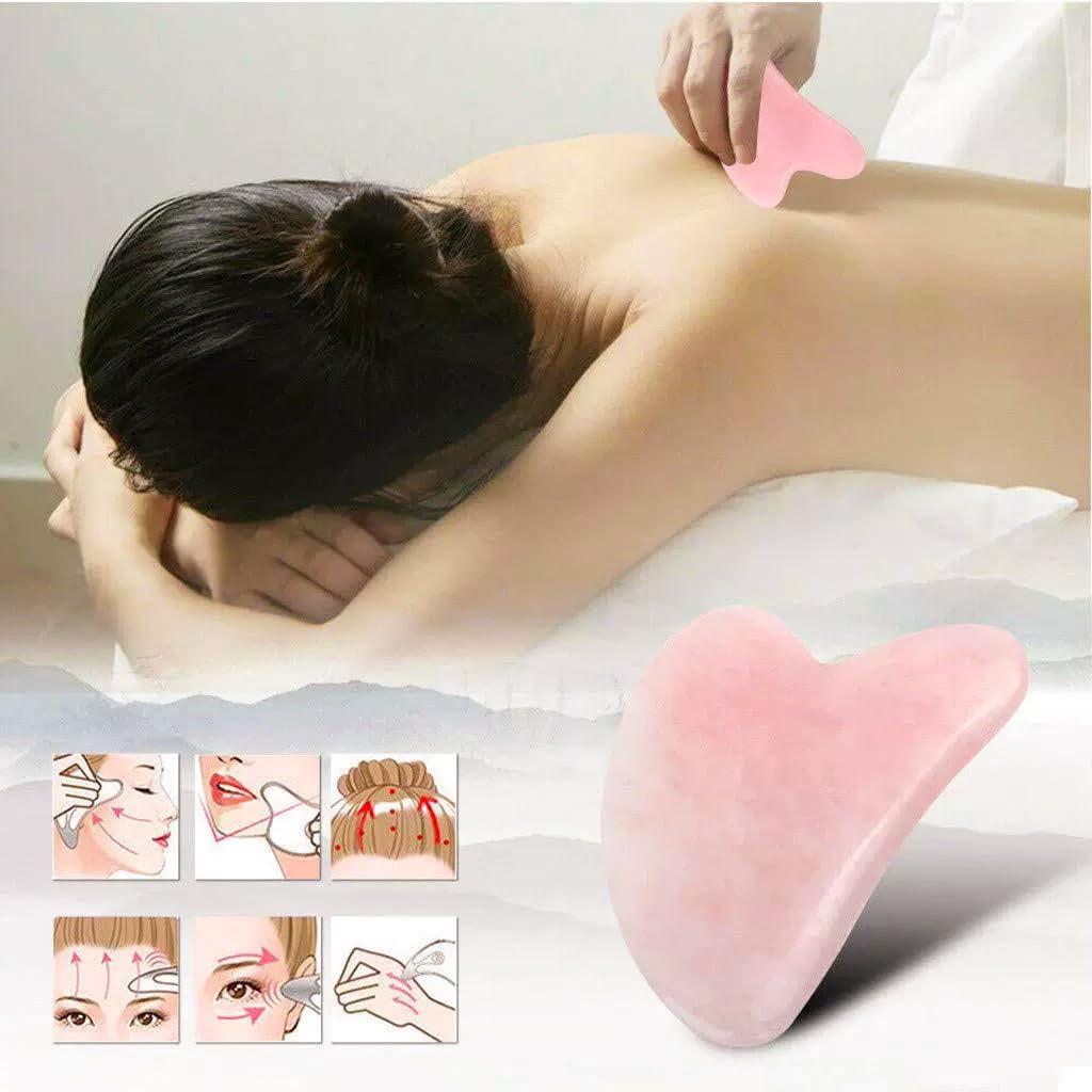 Gua Sha Jade Stone Massage Tool for Woman (Pink)