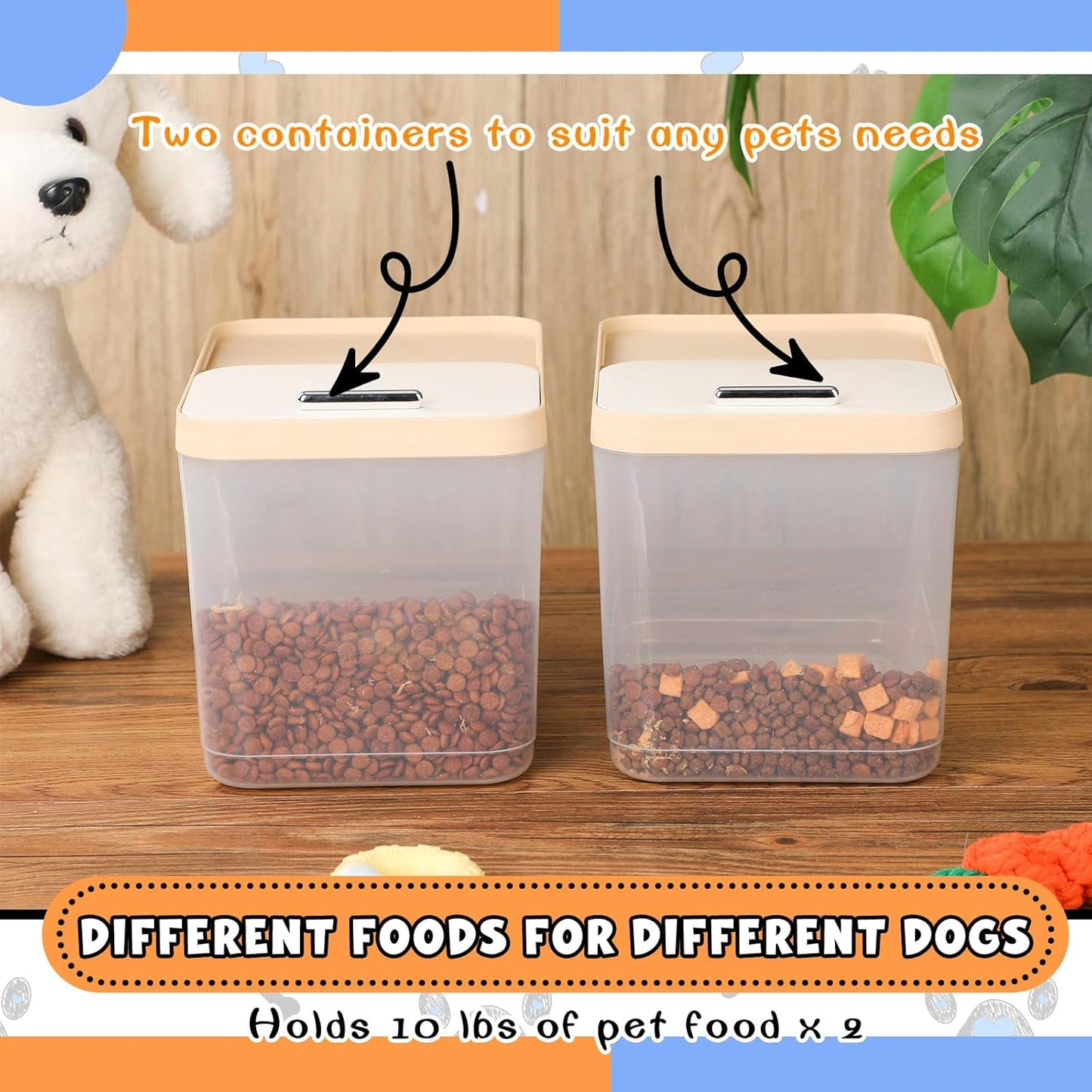 Teenyyou 2 Pack Airtight Dog Food Storage Container. 10 Lbs