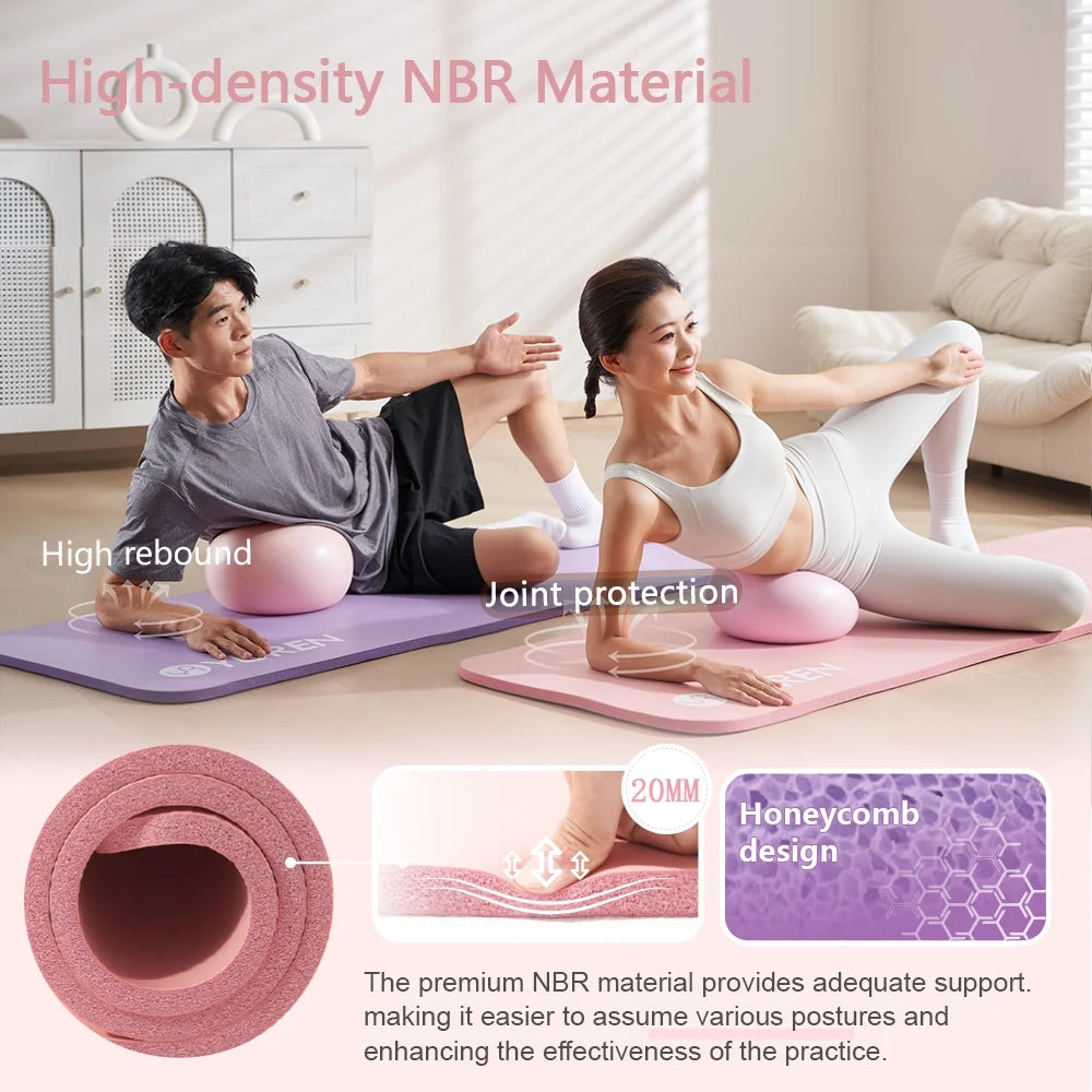 Thick Yoga Mat with Carry Bag, 76"x24"x 20mm Thick, Pink