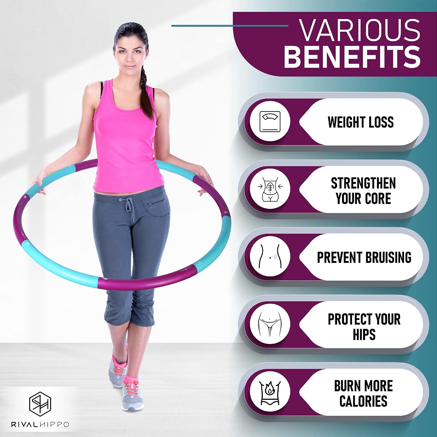 Detachable and Adjustable Weighted Hula Hoop for Adult 