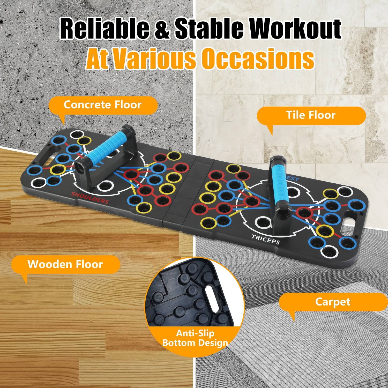 Multifunctional Push-Up Board for Home - Black