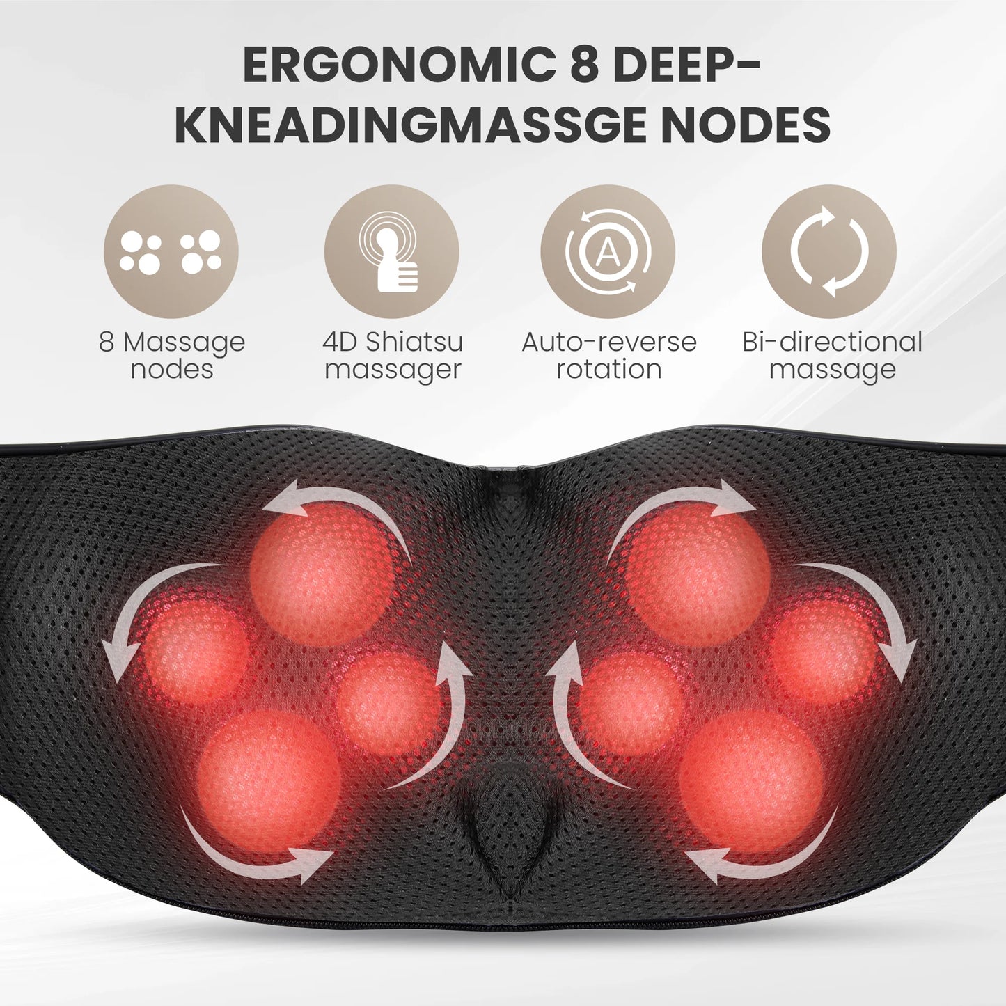 4D Shiatsu Cordless Neck Back Massager with Heat