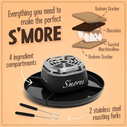 Electric Smore Maker with 4 Marshmallows Roasting Forks, Black