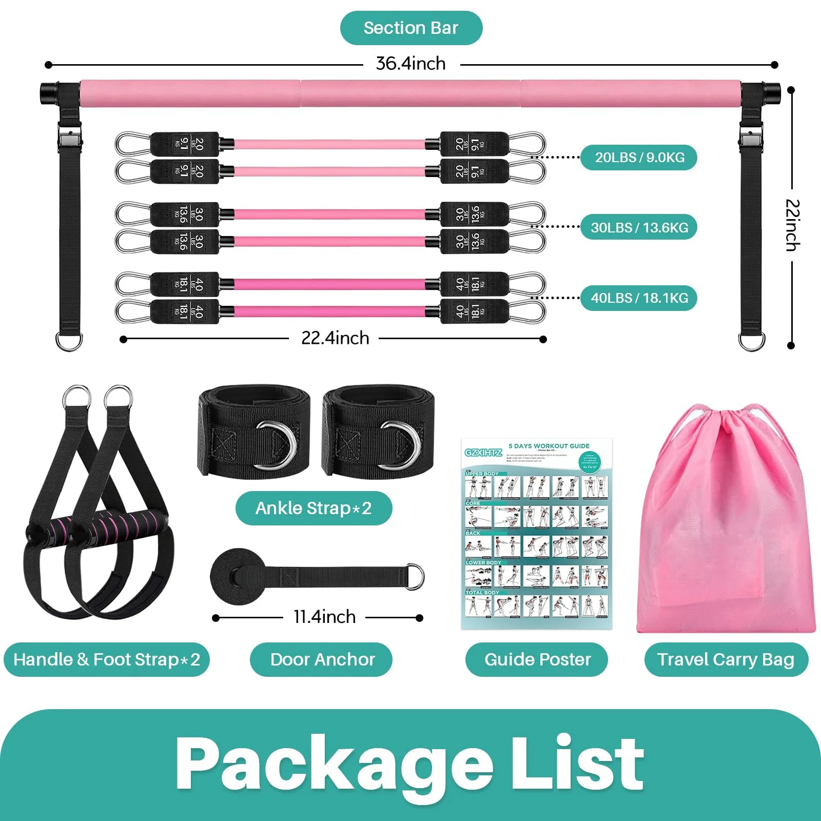 Pilates Bar Kit with Resistance Bands