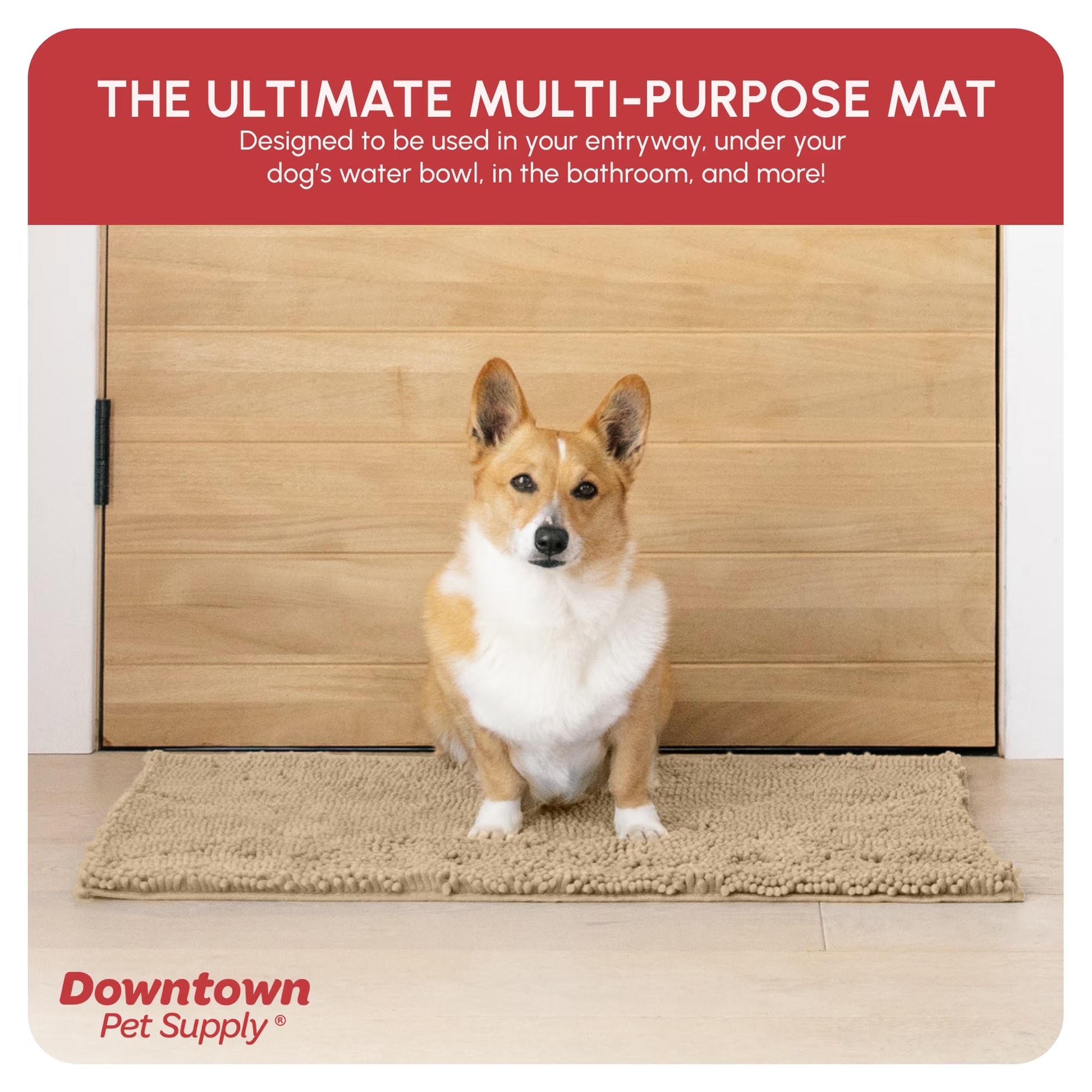 Dog Mat for Muddy Paws, Washable Dog Dog Mat, Oatmeal