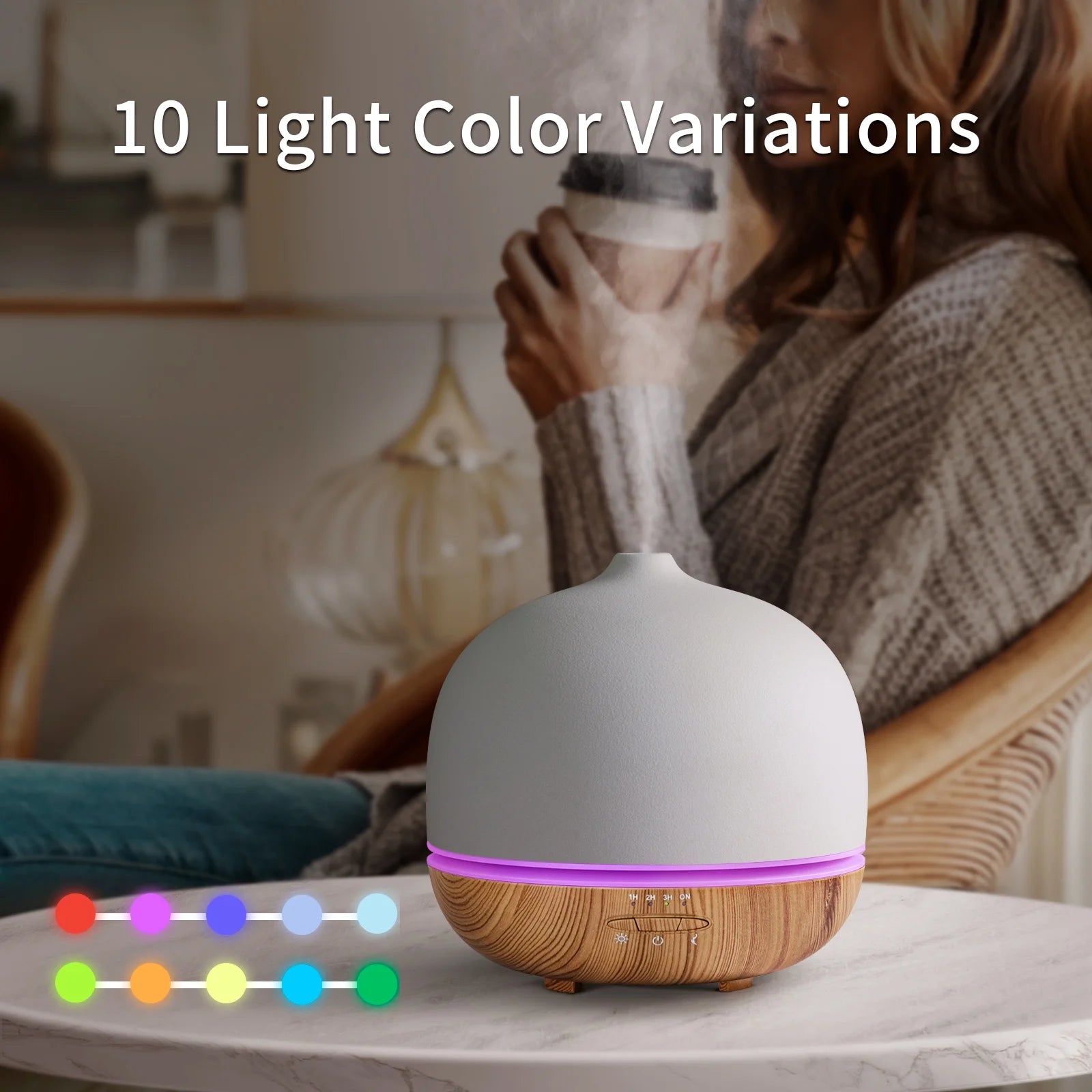 500ml Ceramic Essential Oil Diffuser for Spacious Areas 