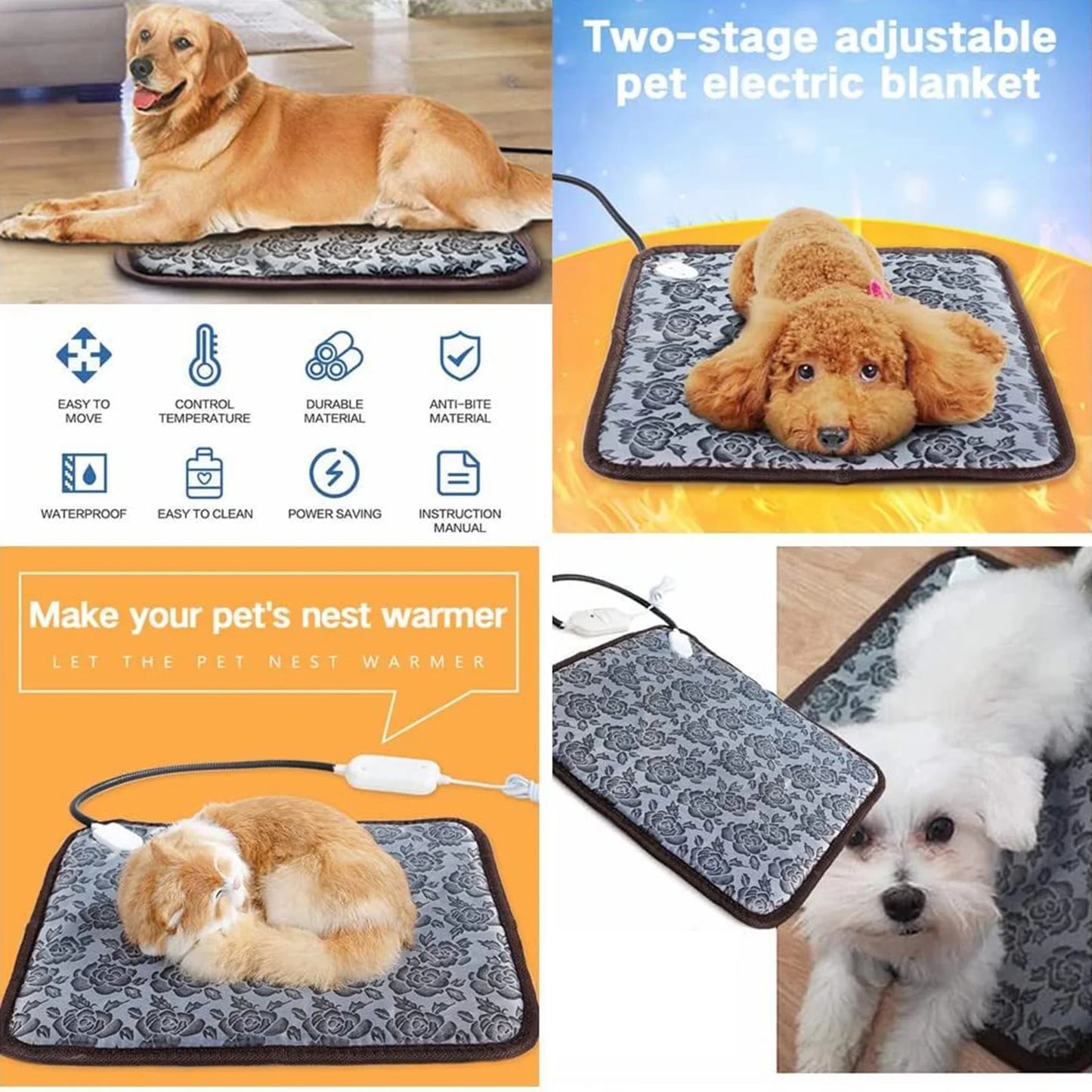 Heated Cat - Dog Bed Mat 17.7inch