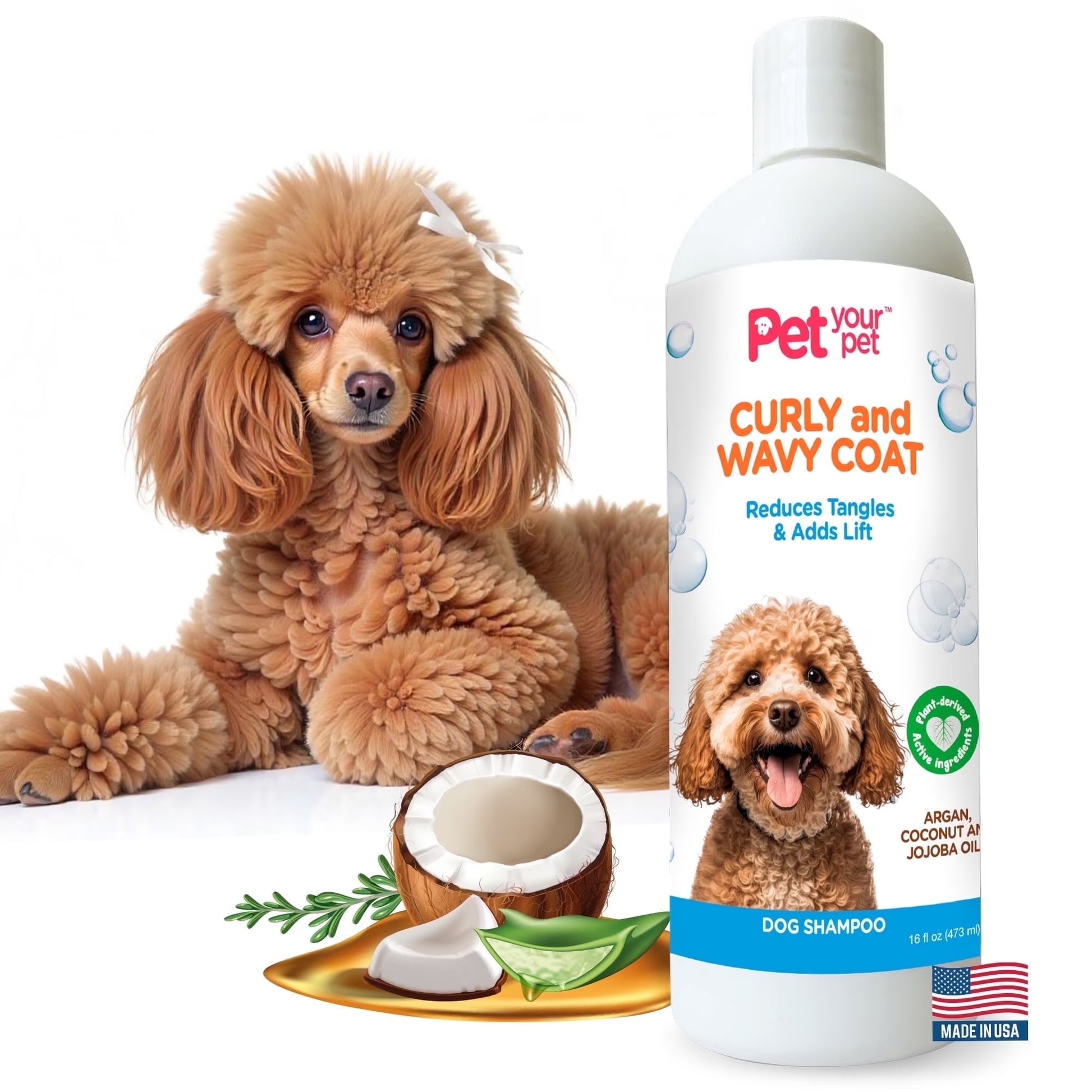 Natural Dog Shampoo for Curly & Wavy Coats - 16 oz