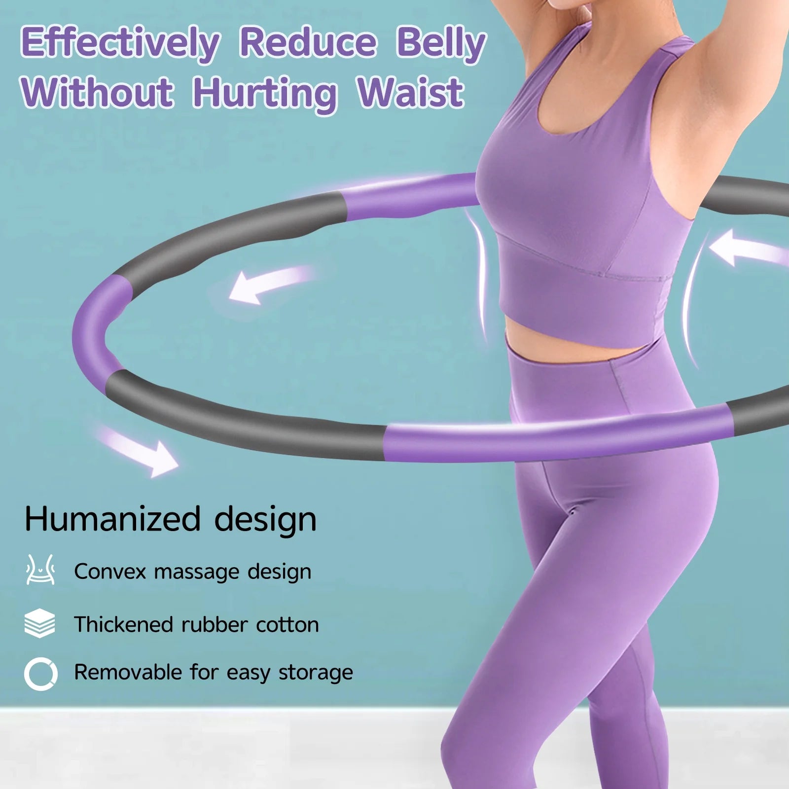 Exercise Hula Hoop with 8 Detachable Sections-(Purple/Gray)