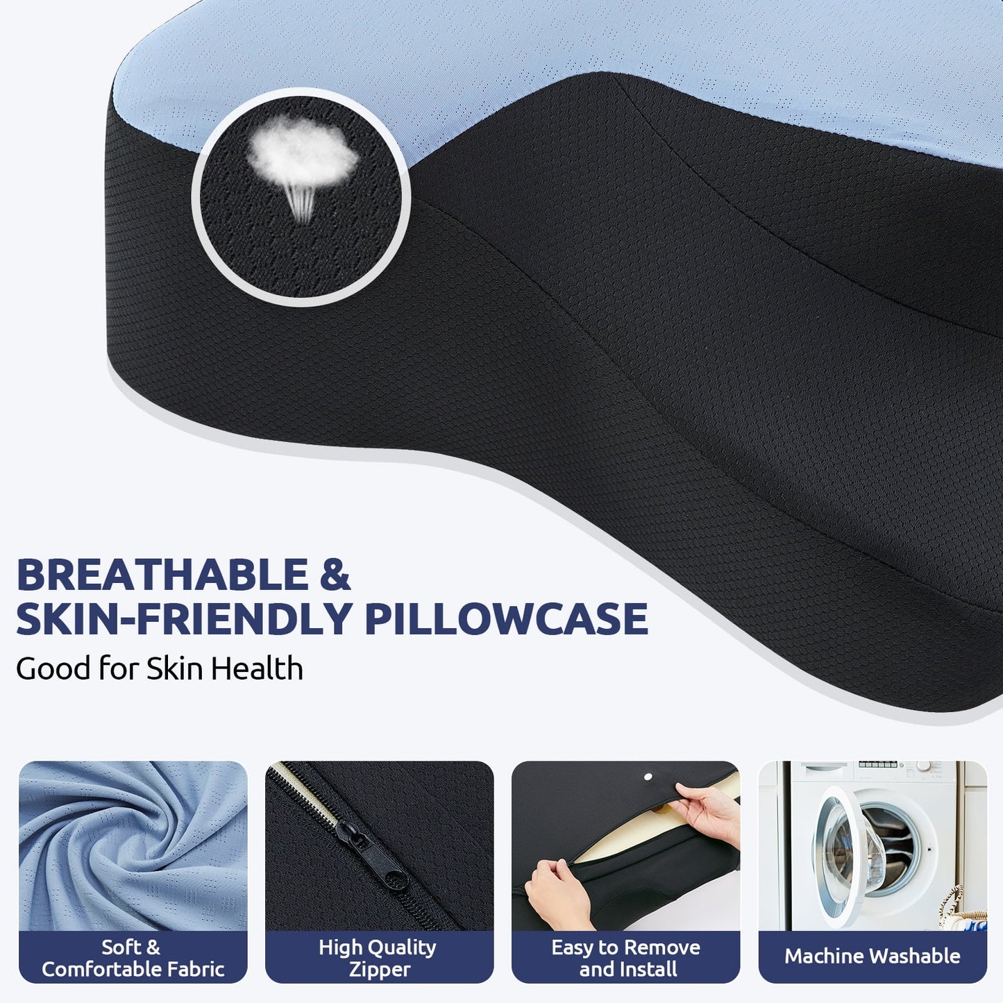 Contour Memory Foam Cervical Pillows - Queen Size 26"Lx14.6"Wx5.1"H