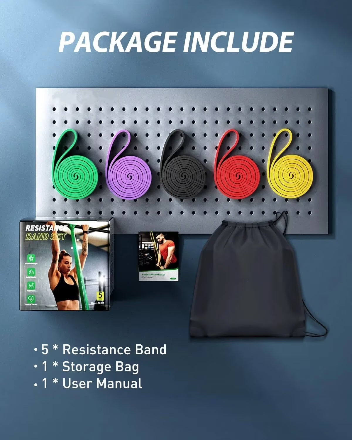 Exercise Bands with 5 Resistance Levels-up to 330 lbs.