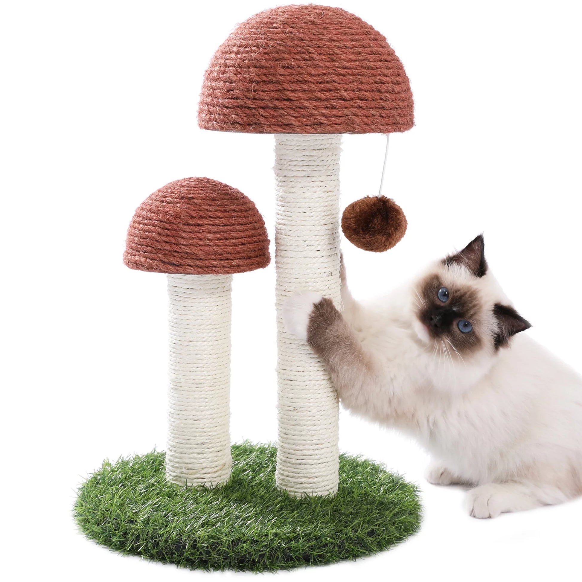 2 Mushrooms Cat Scratching Post 19" - Brown