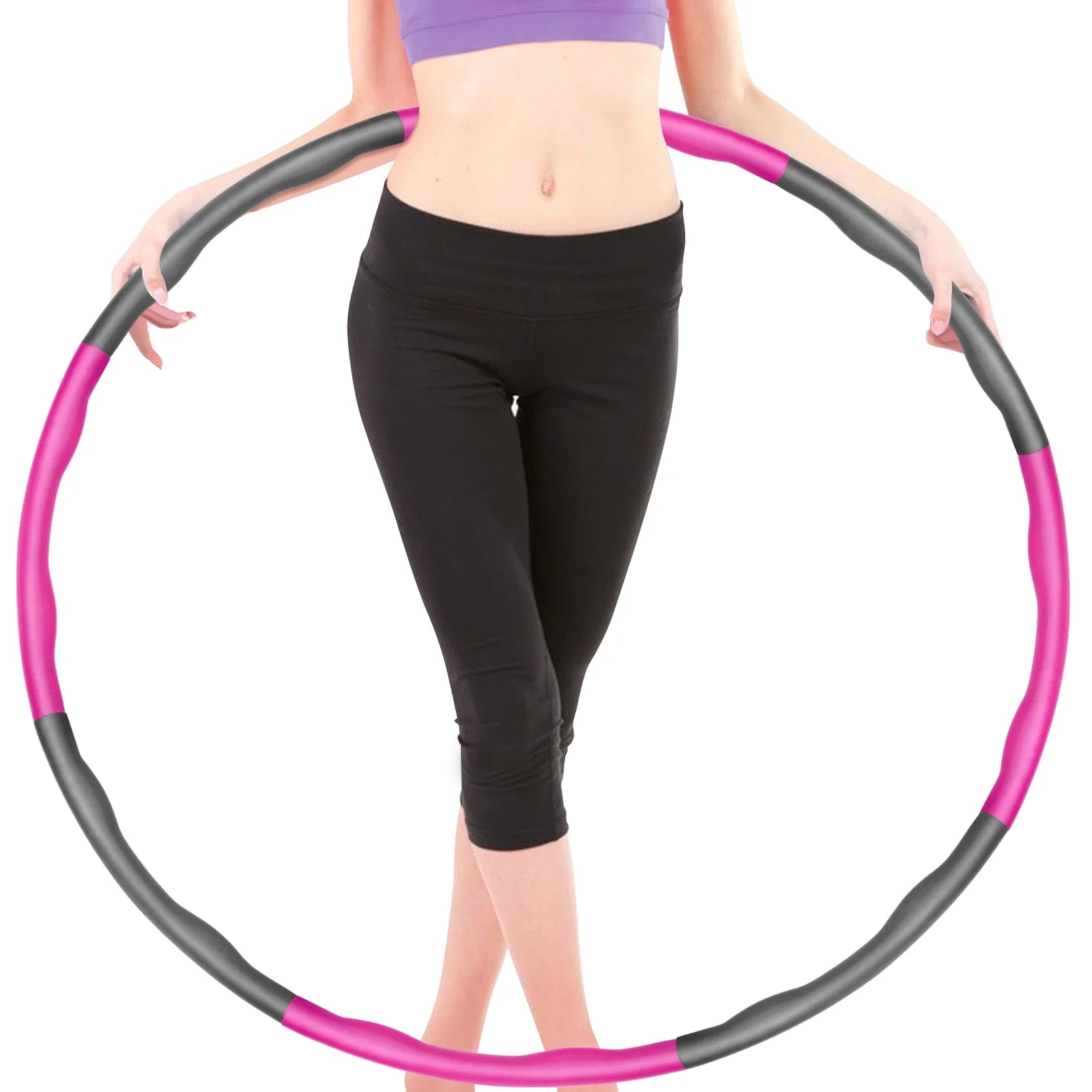 Weighted Hula Hoop for Adults Weight Loss -(Pink/Gray)