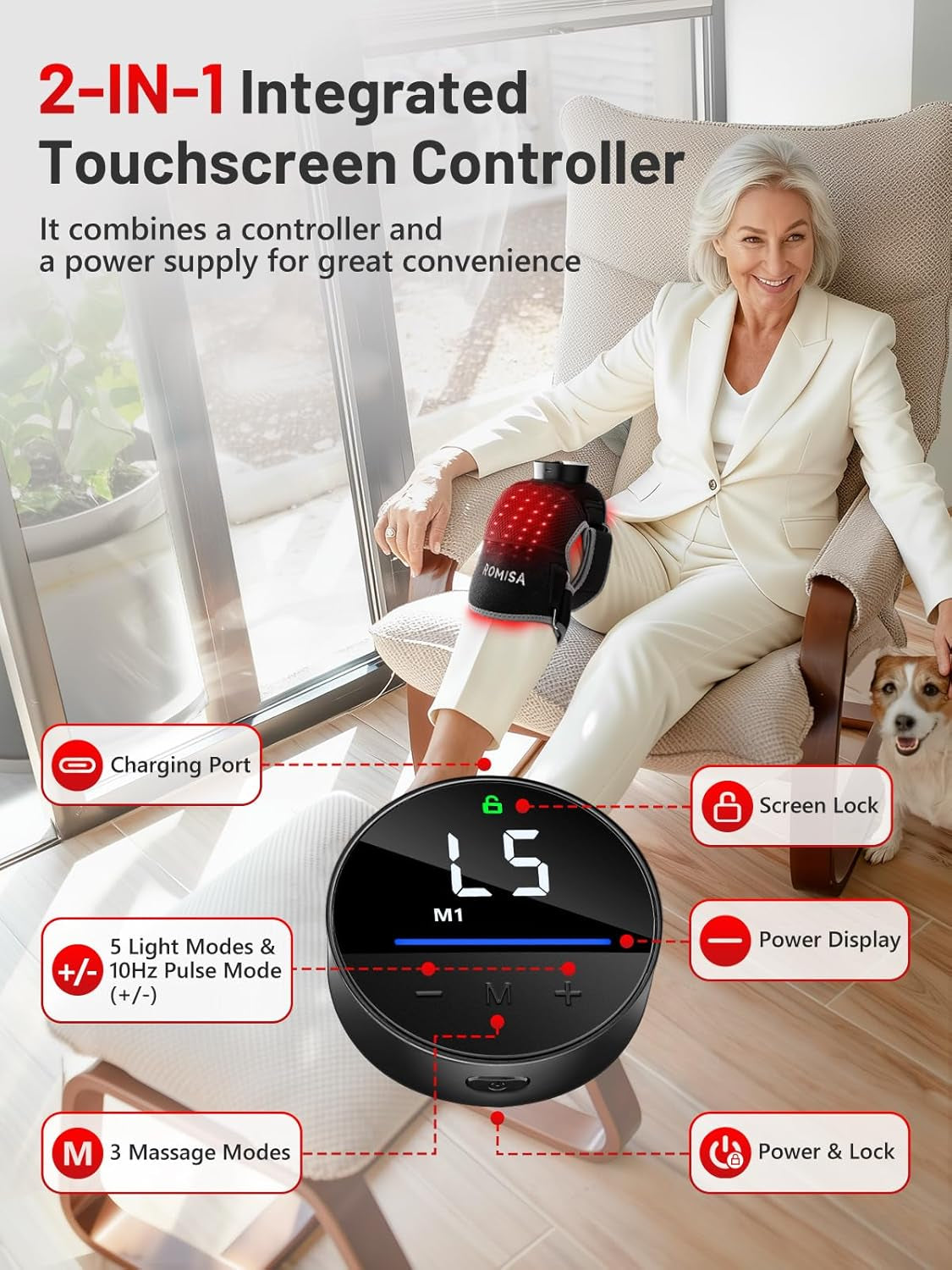 ROMISA Red Light Therapy Knee Brace Vibration