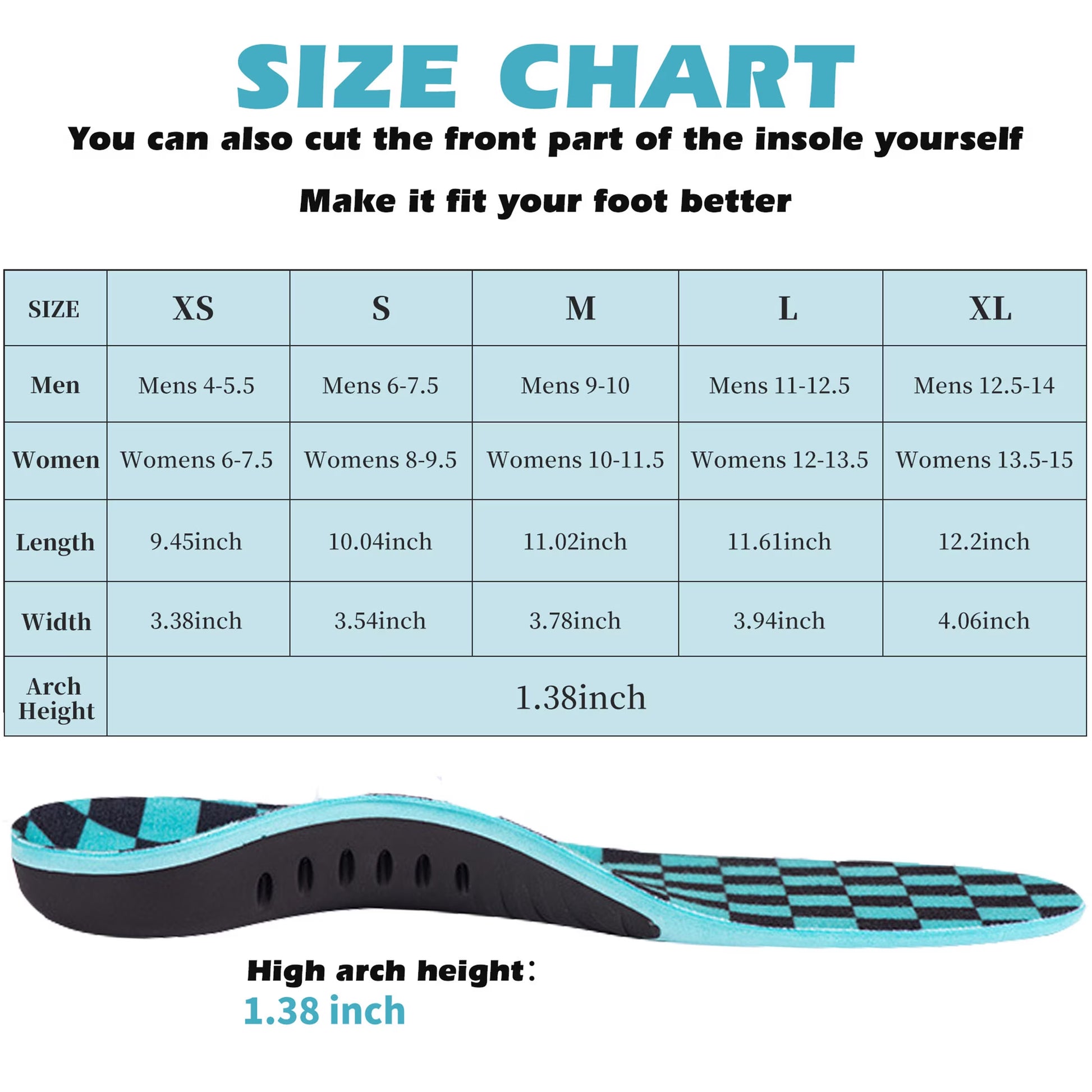 Orthotic Insoles for Plantar Fasciitis Relief for Flat Feet, Suitable for Men and Women, Size S